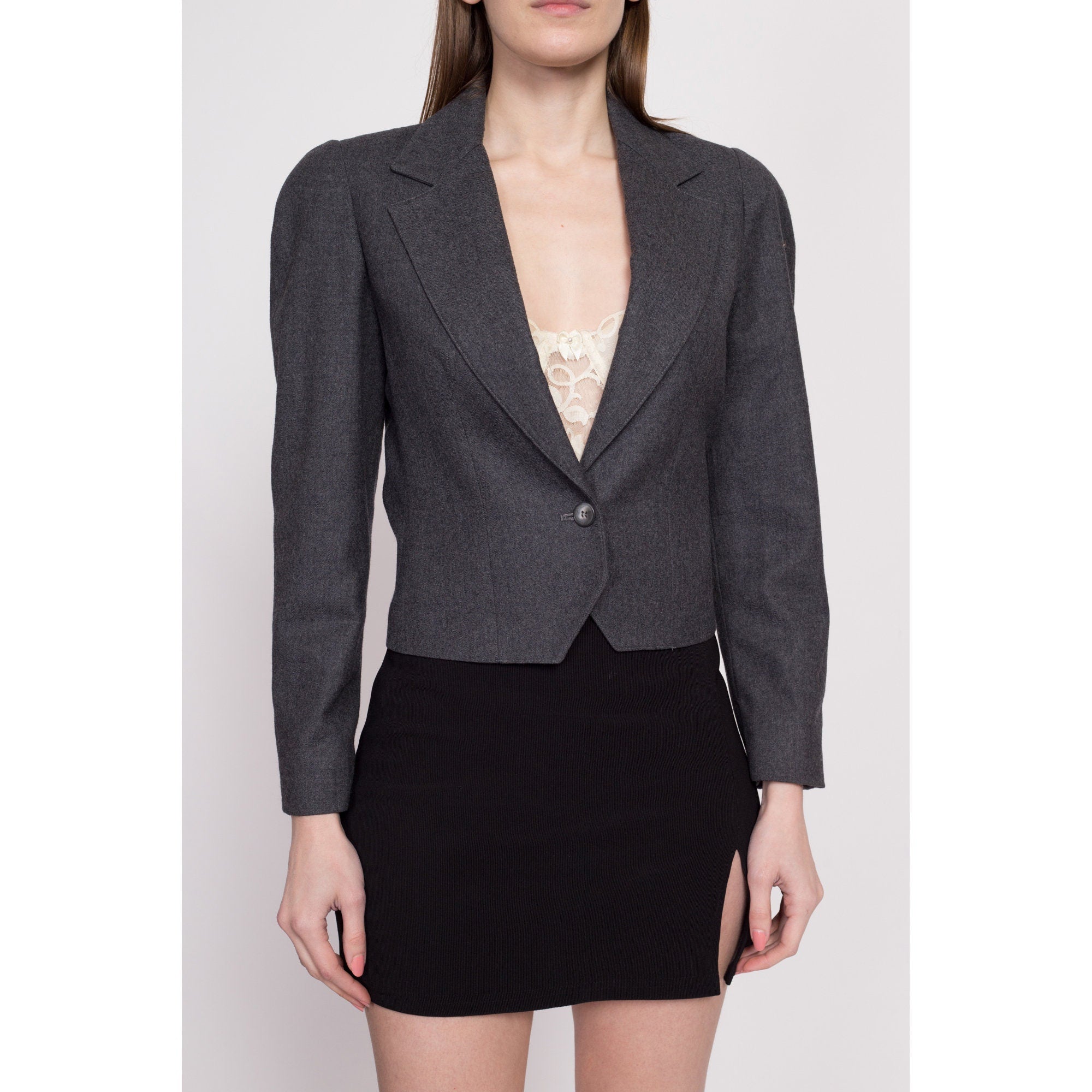80s Christian Dior Cropped Suit Jacket - Extra Small