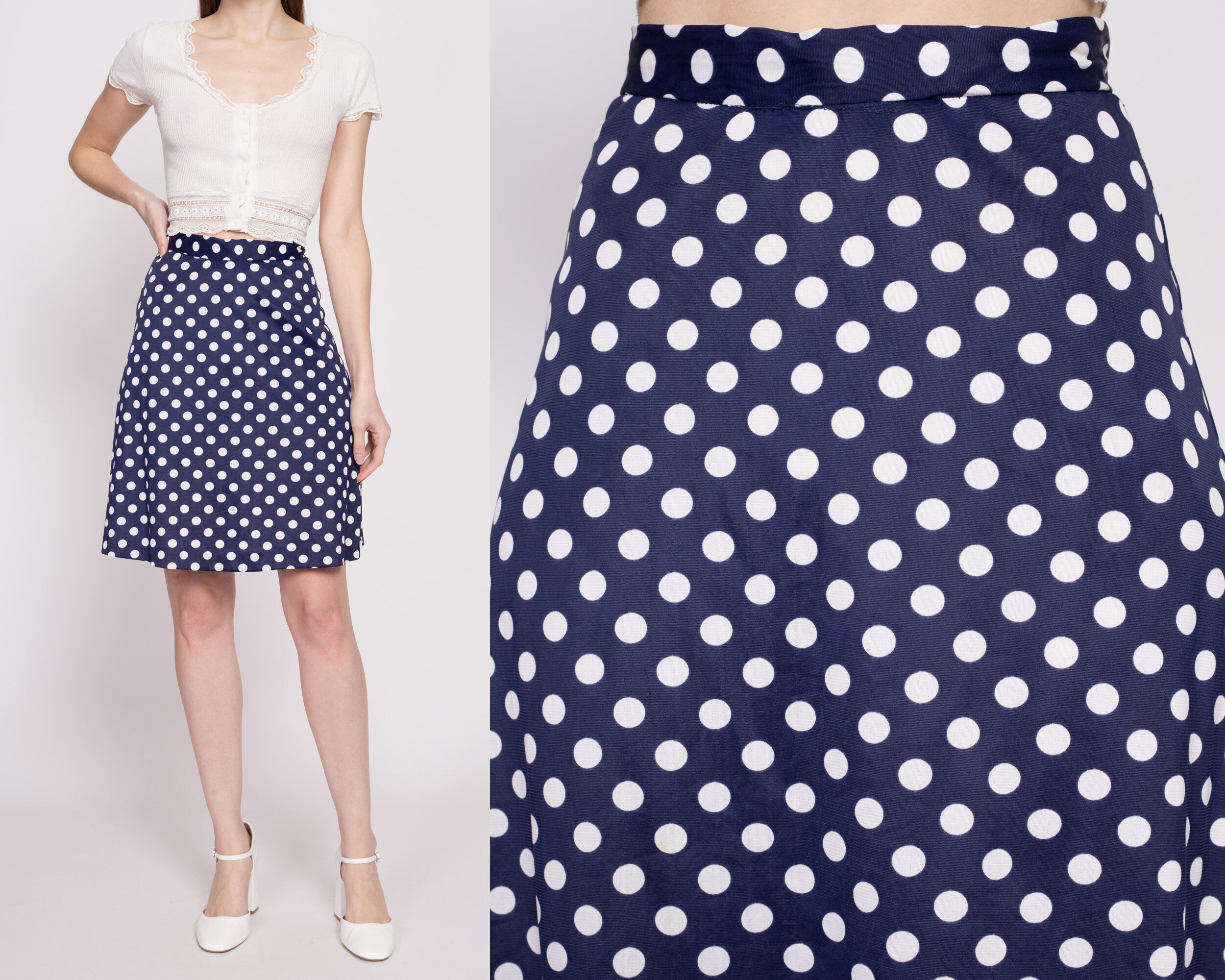 60s 70s Polka Dot Mini Skirt