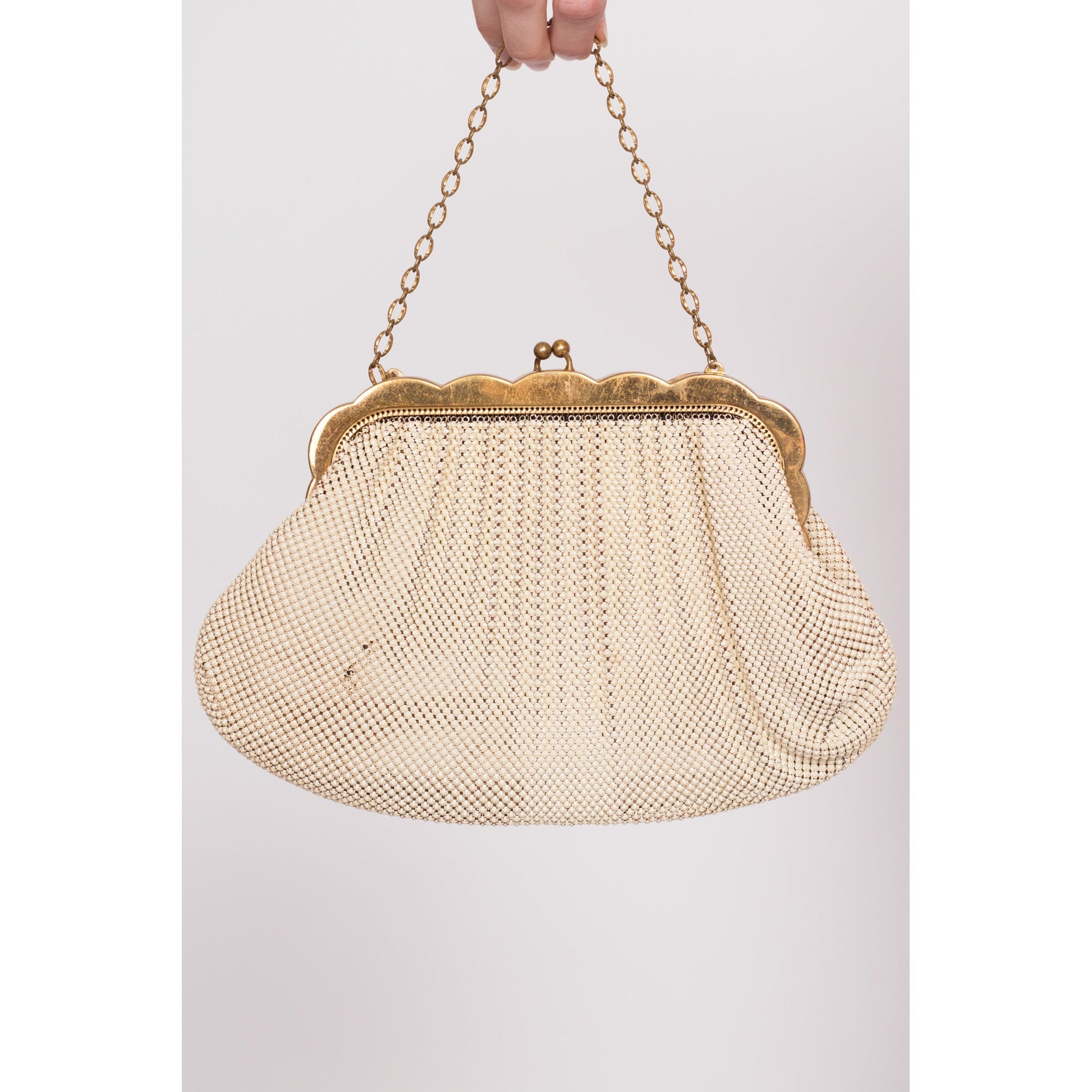 Gold Beaded Zigzag Vintage Evening Bag