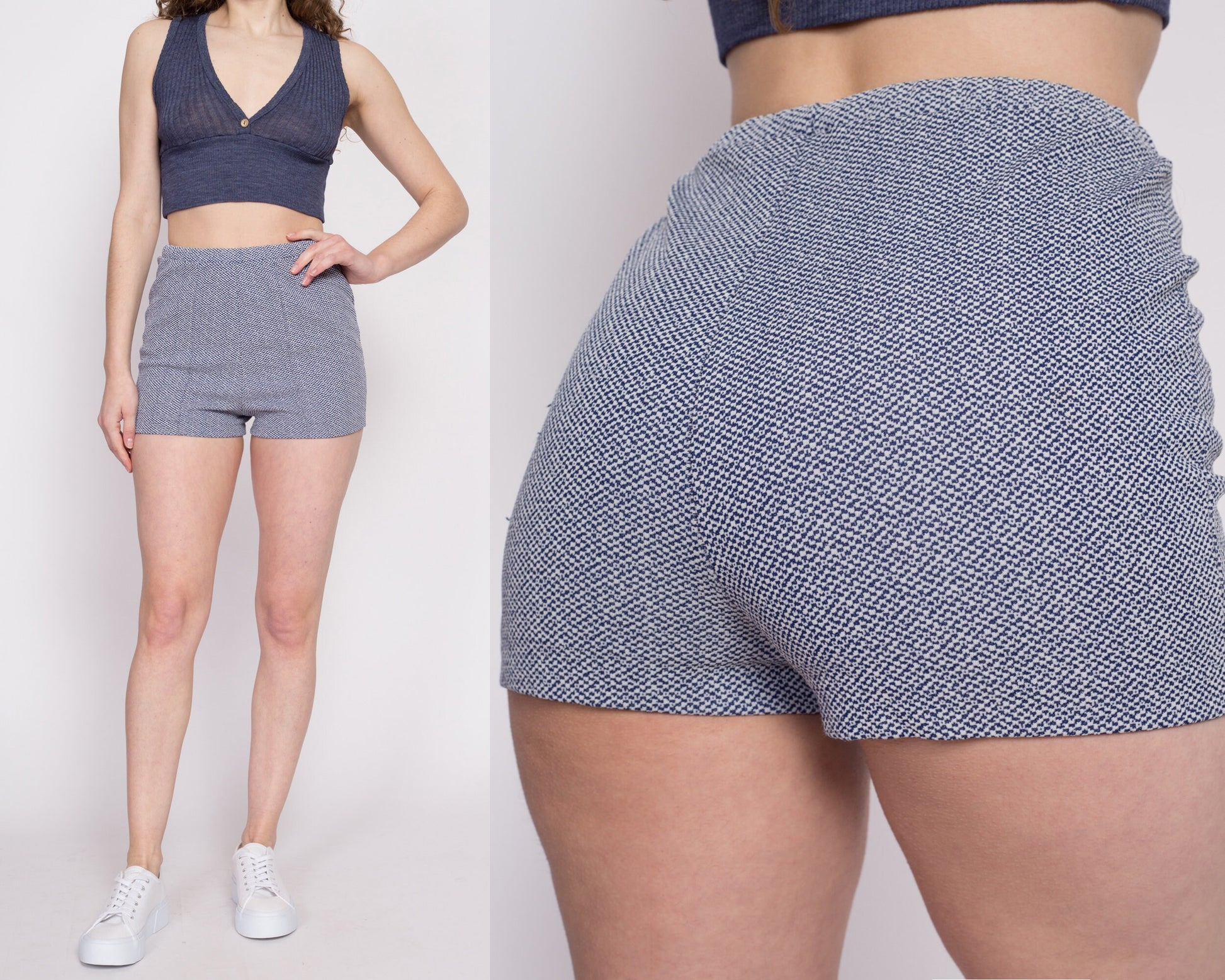 70s Blue High Waisted Hot Pants - Small – Flying Apple Vintage