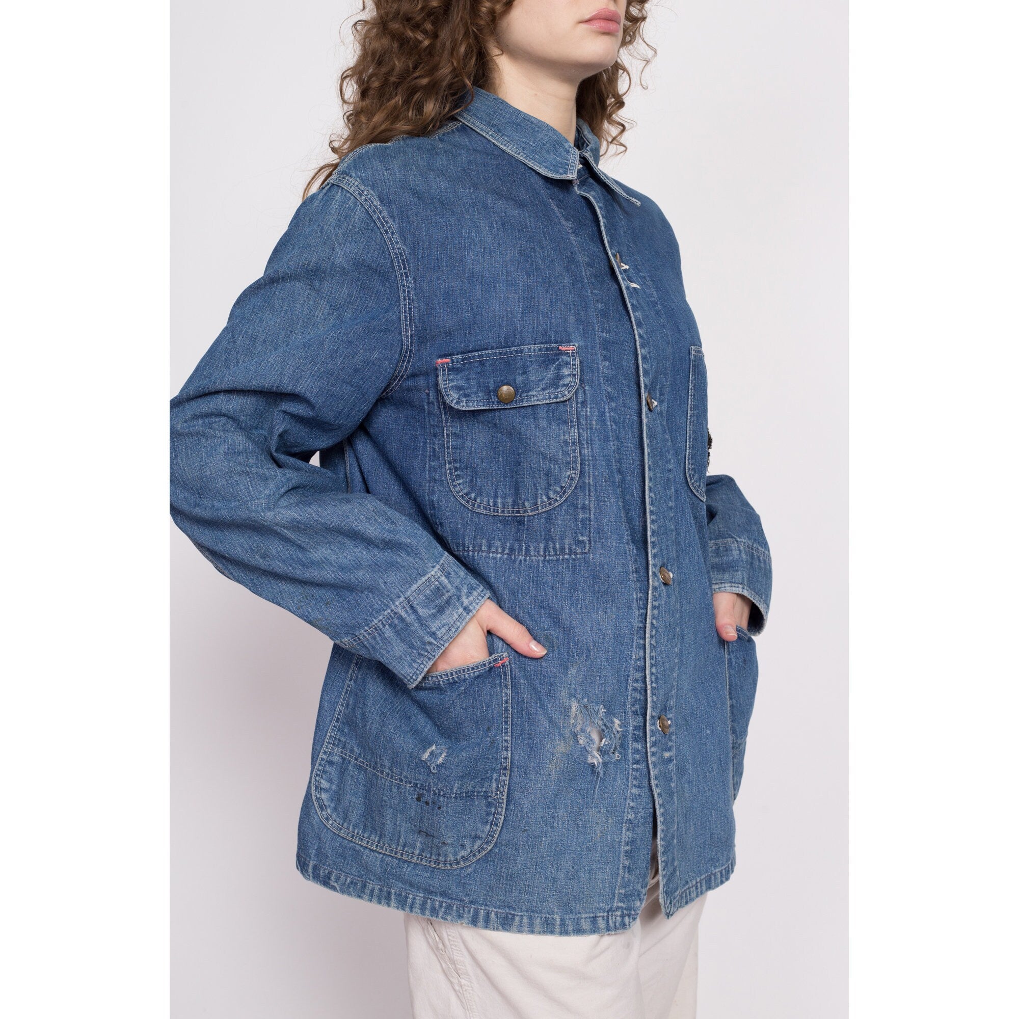 1940s Washington Dee Cee Denim Chore Coat - Men's Medium, Women's