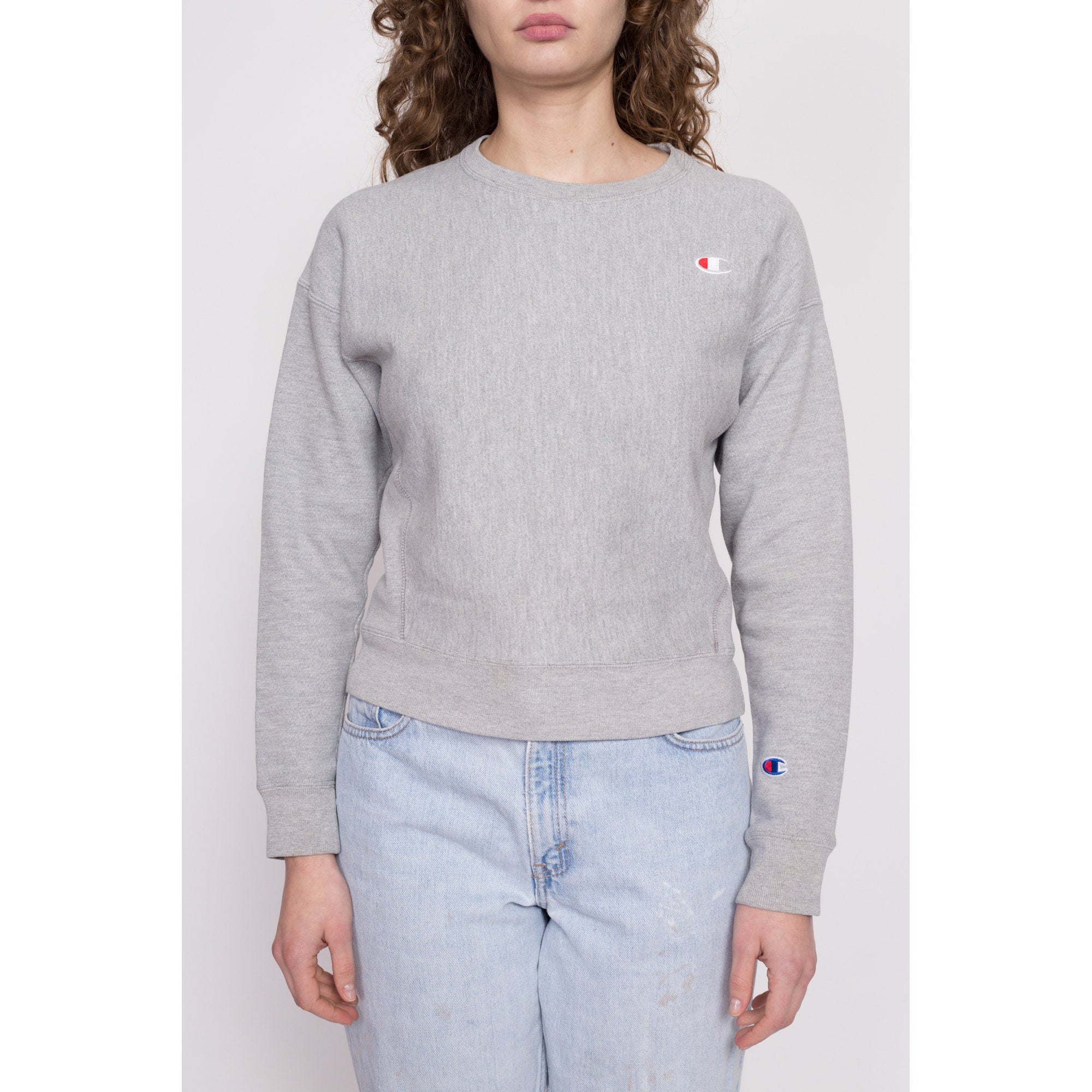 Champion Heather Grey Cropped Sweatshirt Extra Small Flying