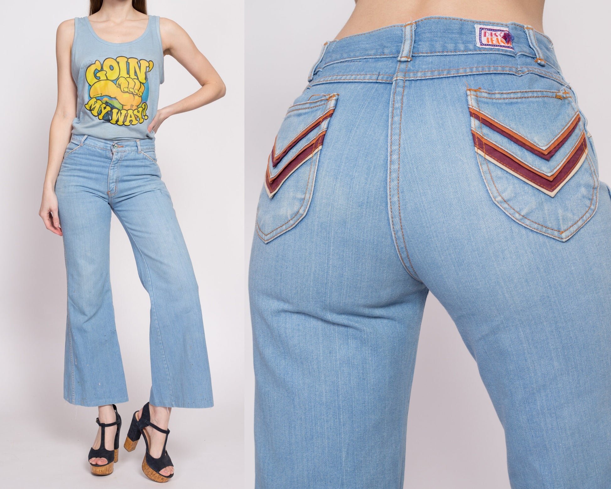 Regular Women Plain Bell Bottom Denim Jeans, Button at Rs 380