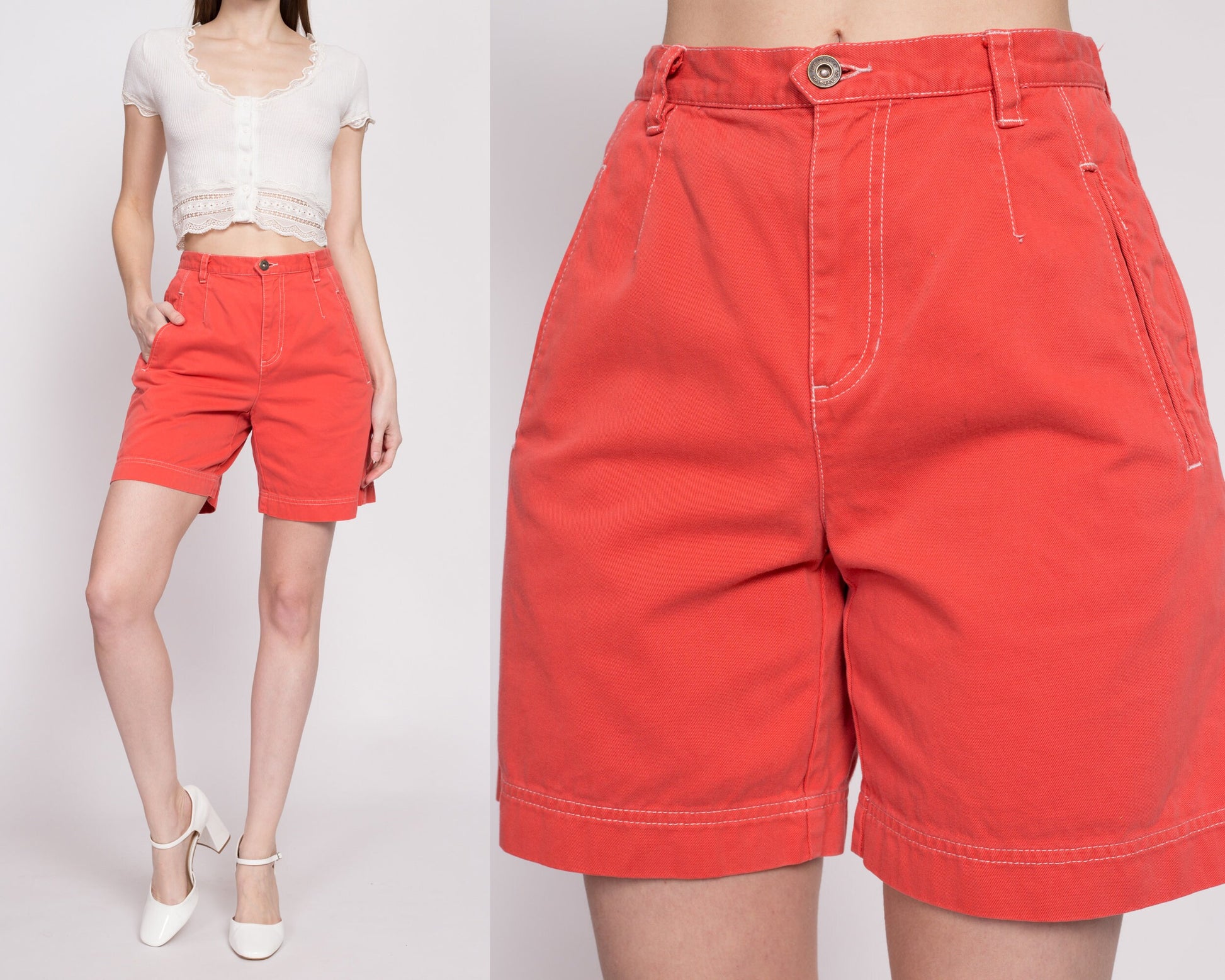 90s Lizwear Salmon High Waisted Shorts - Small, 26 – Flying Apple Vintage