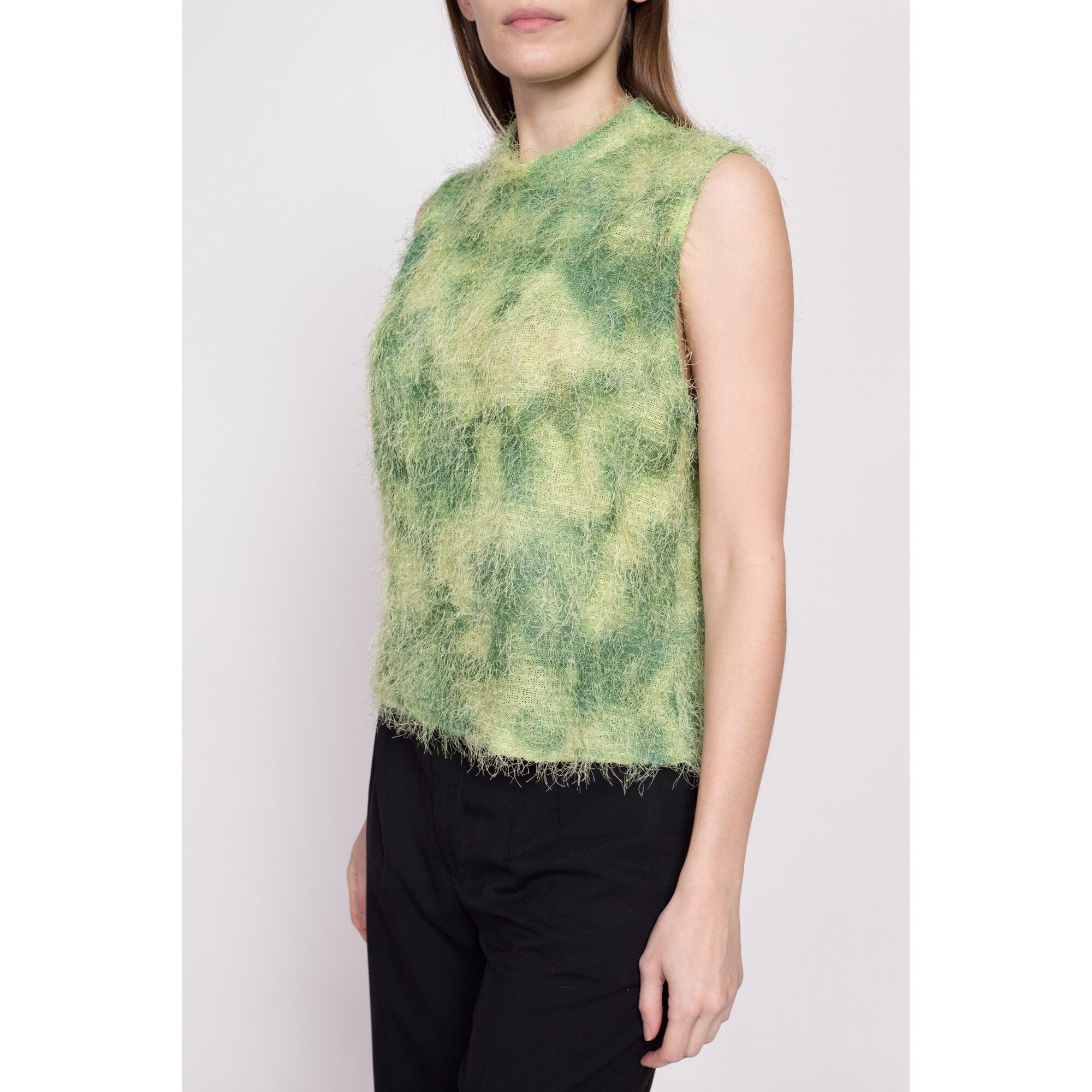 Y2K Green Shaggy Knit Top - Extra Large – Flying Apple Vintage