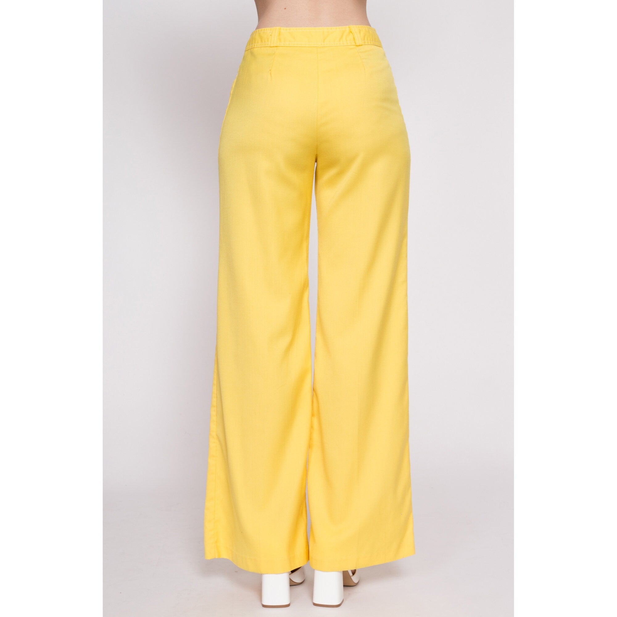 70s Yellow Flared Pants - Small, 26.5