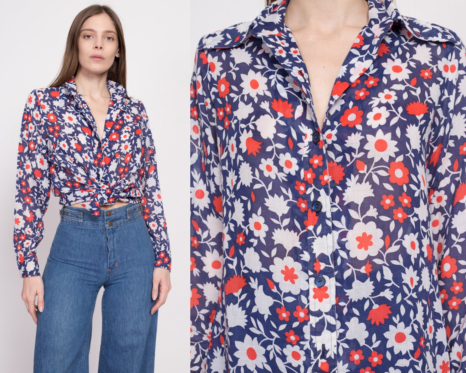 Retro Polka Dot Prints Chiffon Blouse for Women Long Sleeve Button Down  Shirts Tops 