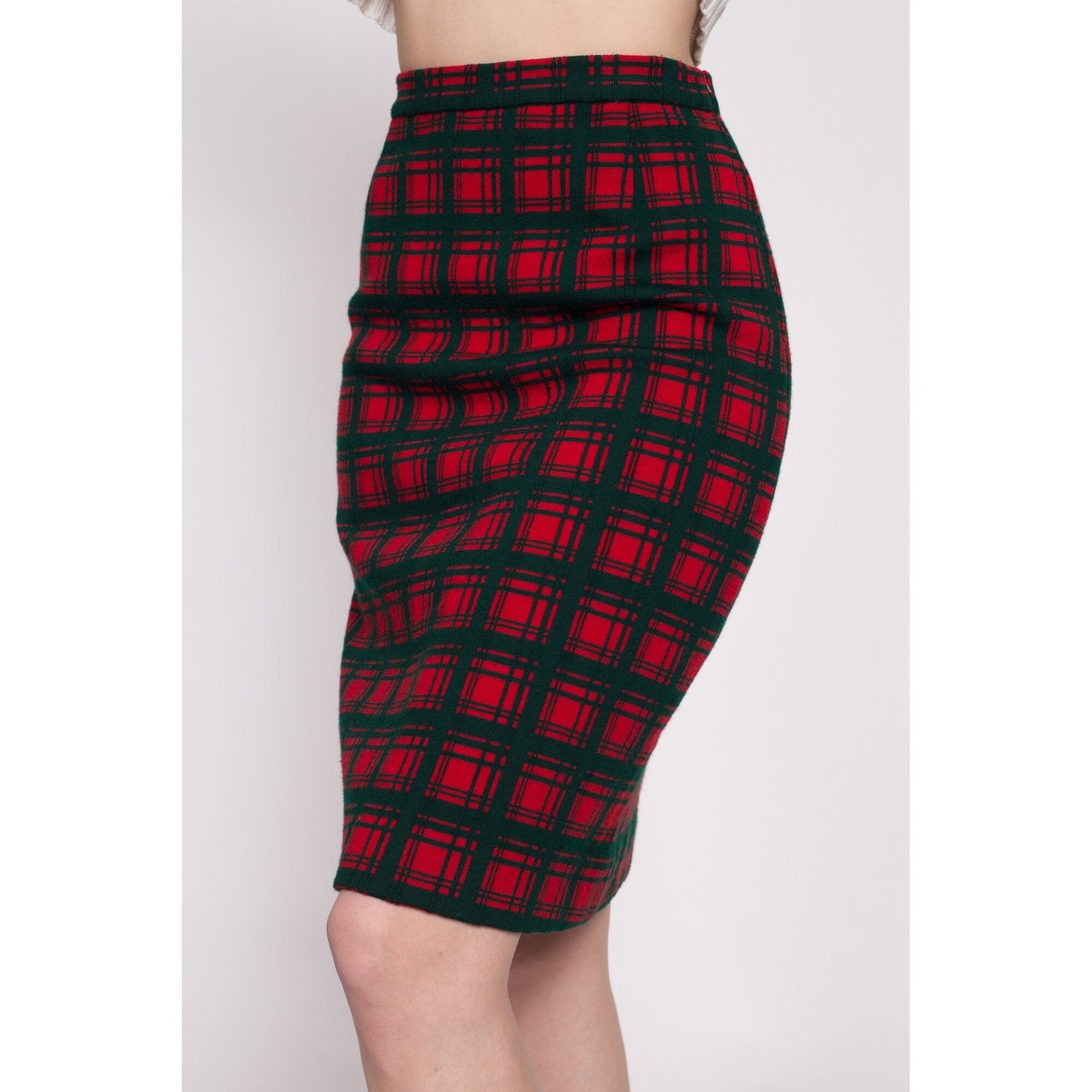 60s plaid 2025 pencil skirt