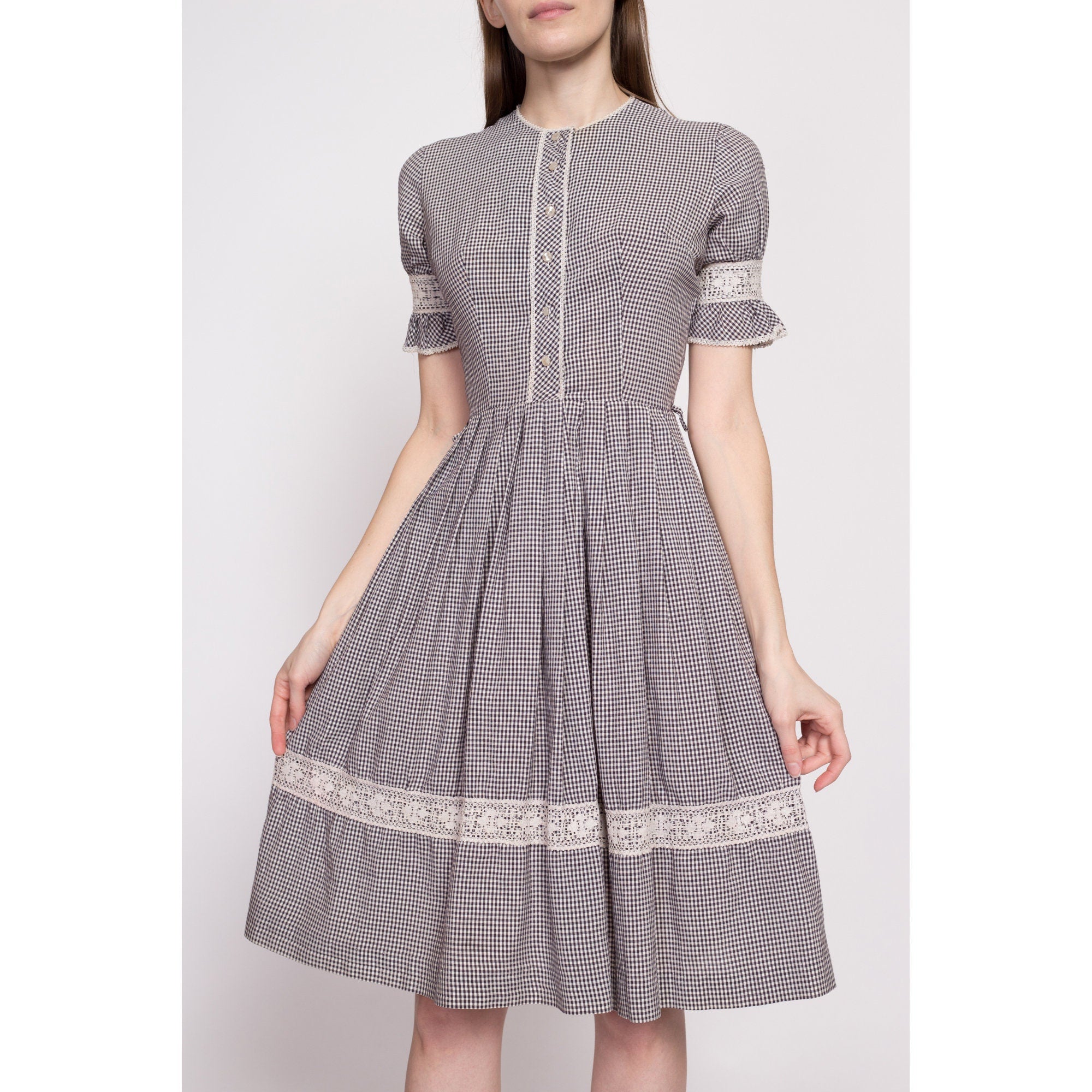 1950s Gingham Fit u0026 Flare Day Dress - Extra Small – Flying Apple Vintage