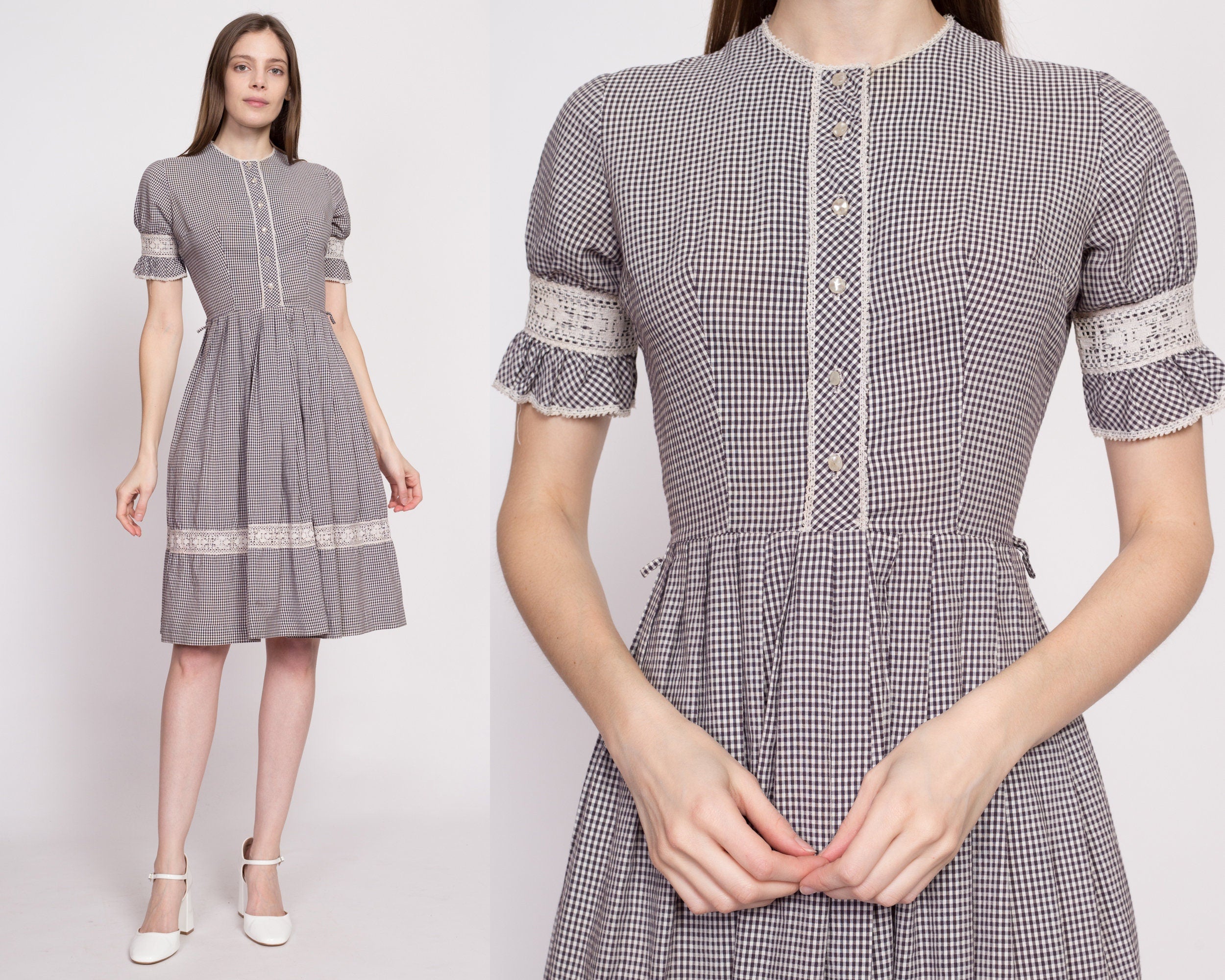 1950s Gingham Fit u0026 Flare Day Dress - Extra Small