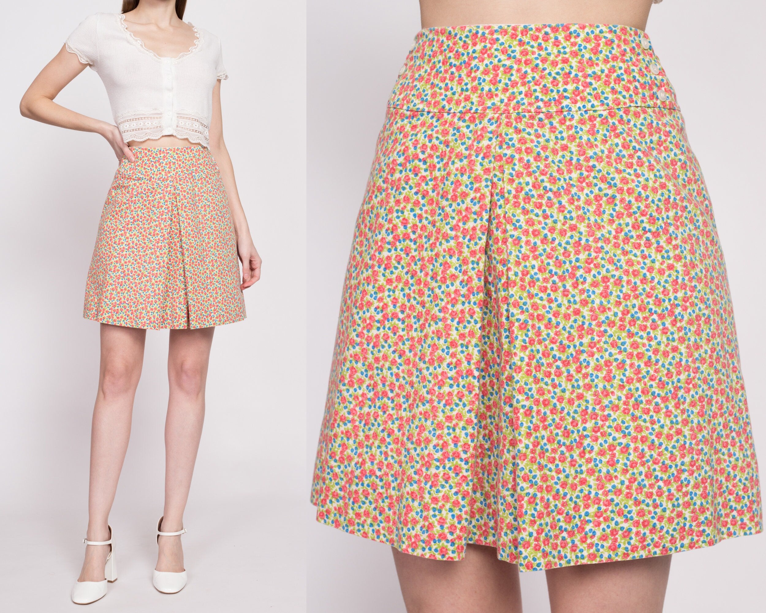 Vintage floral mini on sale skirt