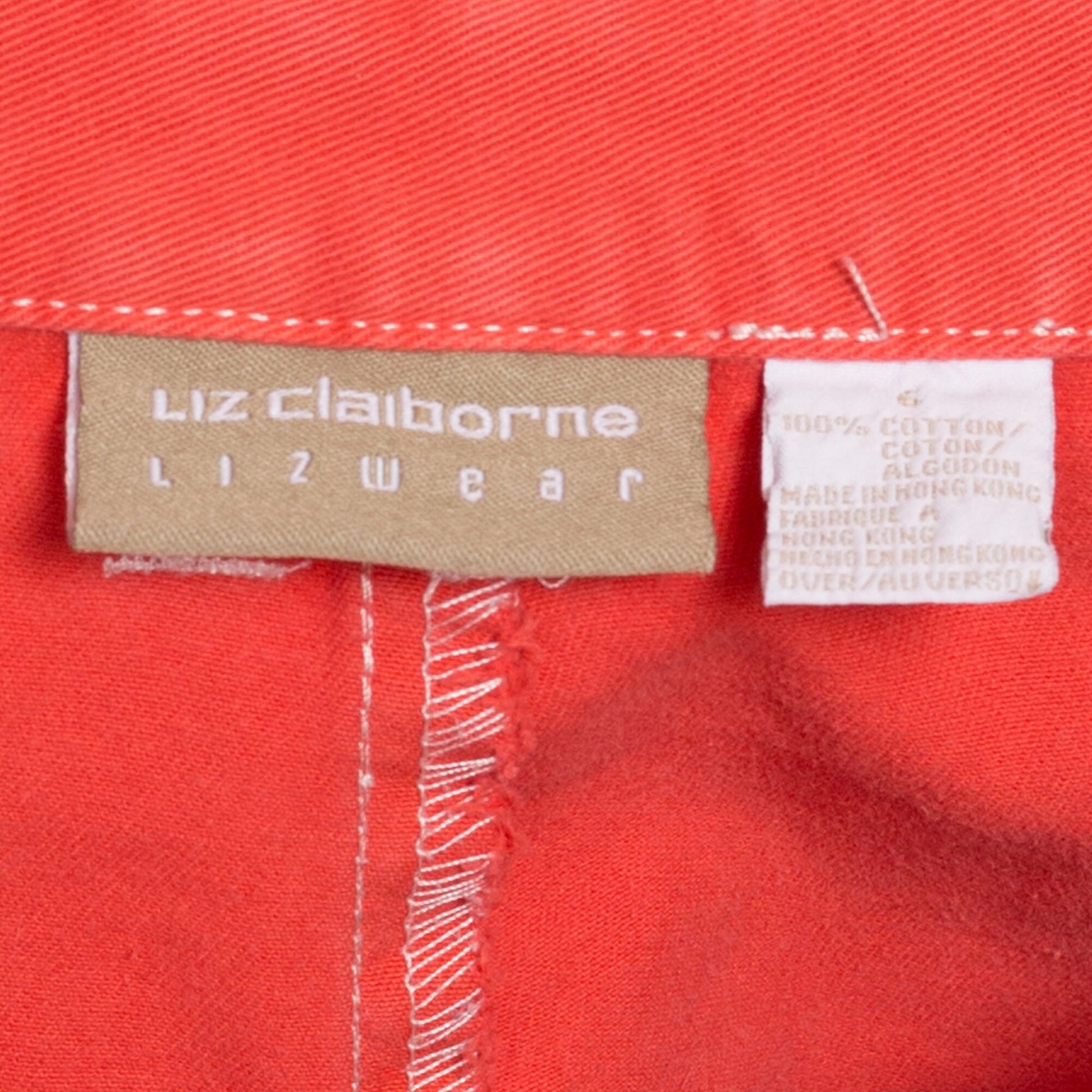 90s Lizwear Salmon High Waisted Shorts - Small, 26" | Vintage Liz Claiborne Soft Contrast Stitch Casual Mom Shorts