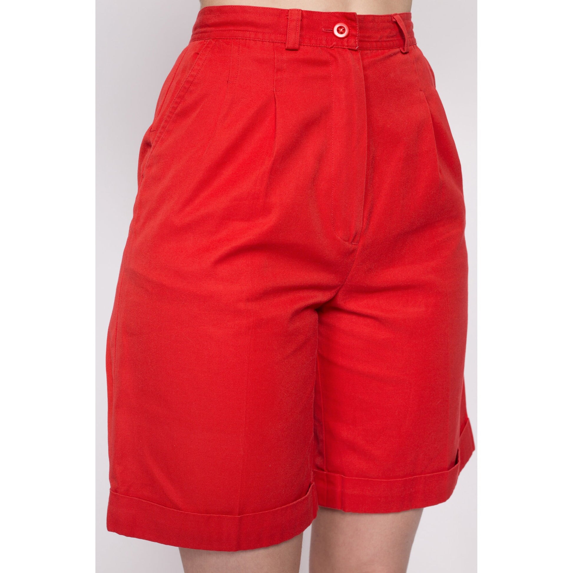Red Basic High Waisted Shorts