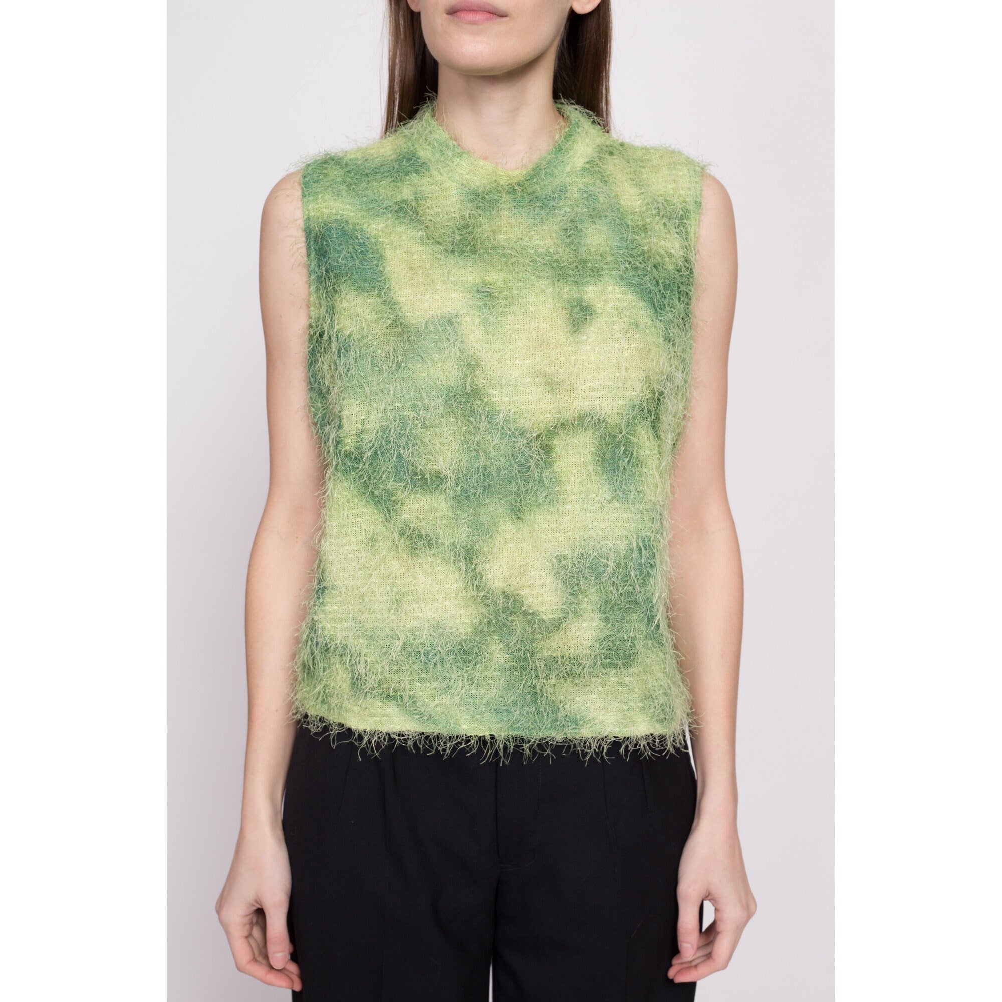 Y2K Green Shaggy Knit Top - Extra Large