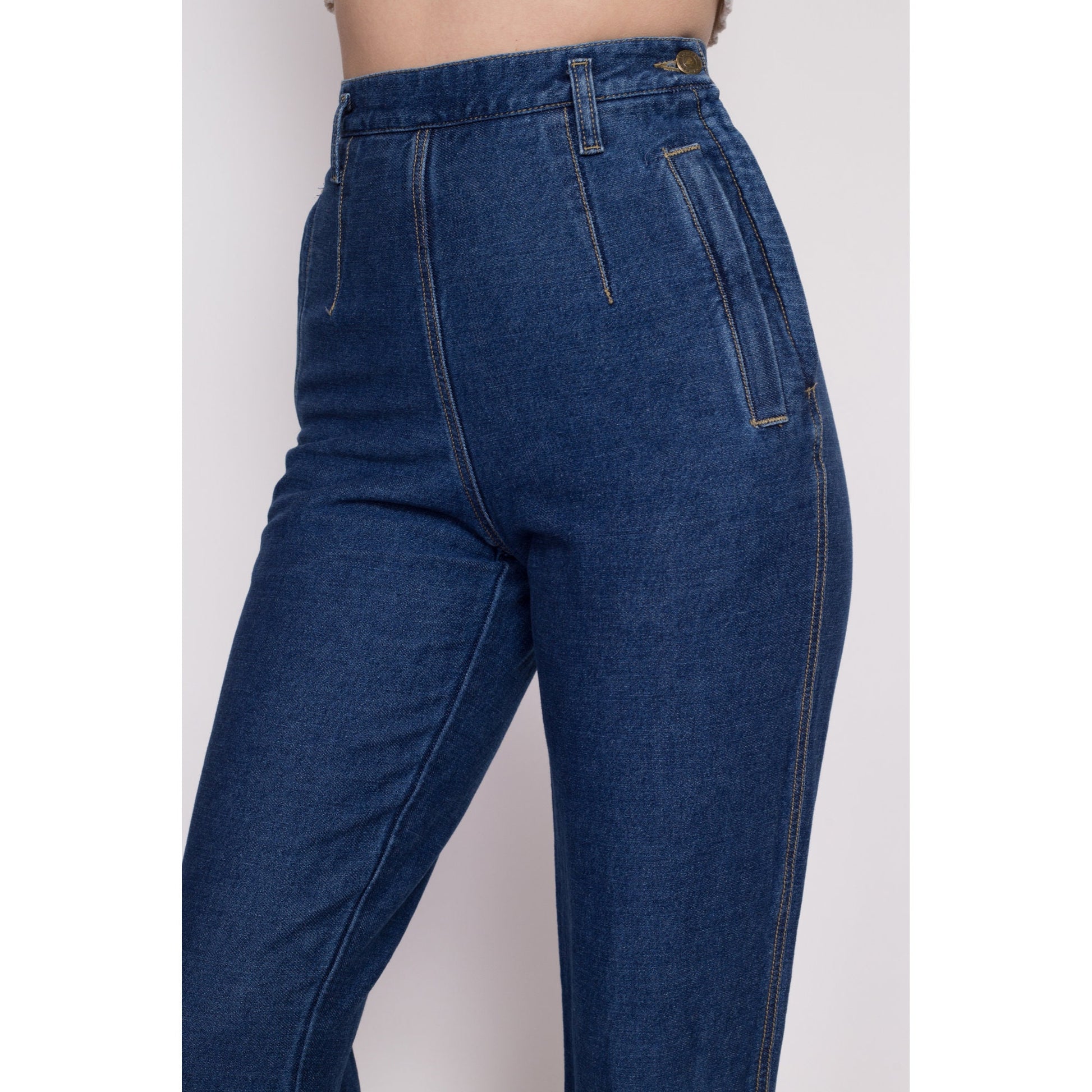 High Waist Stretchy Skinny Jeans With Side Pockets And Washed