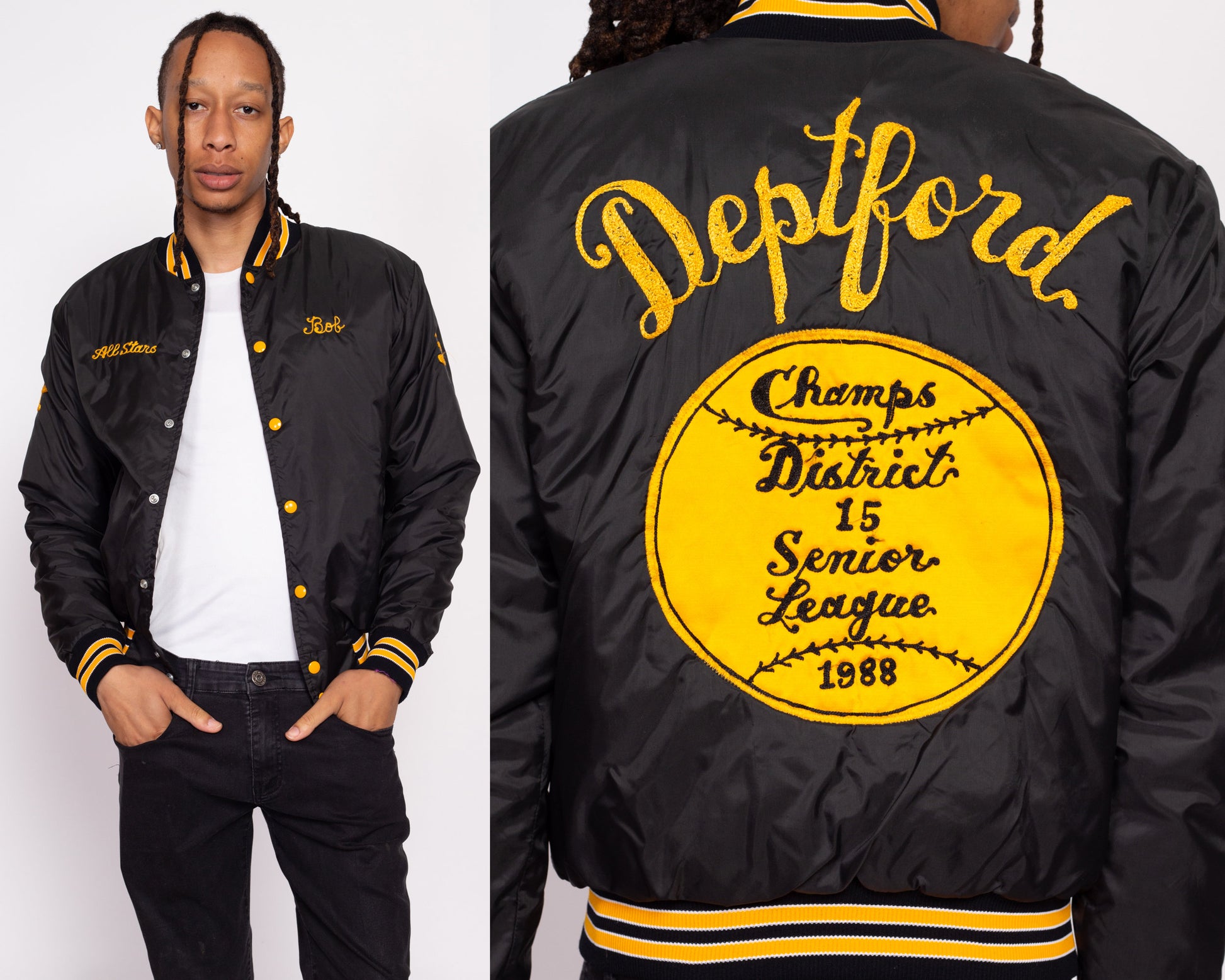 Mens Football Bomber Yellow and White Letterman Jacket
