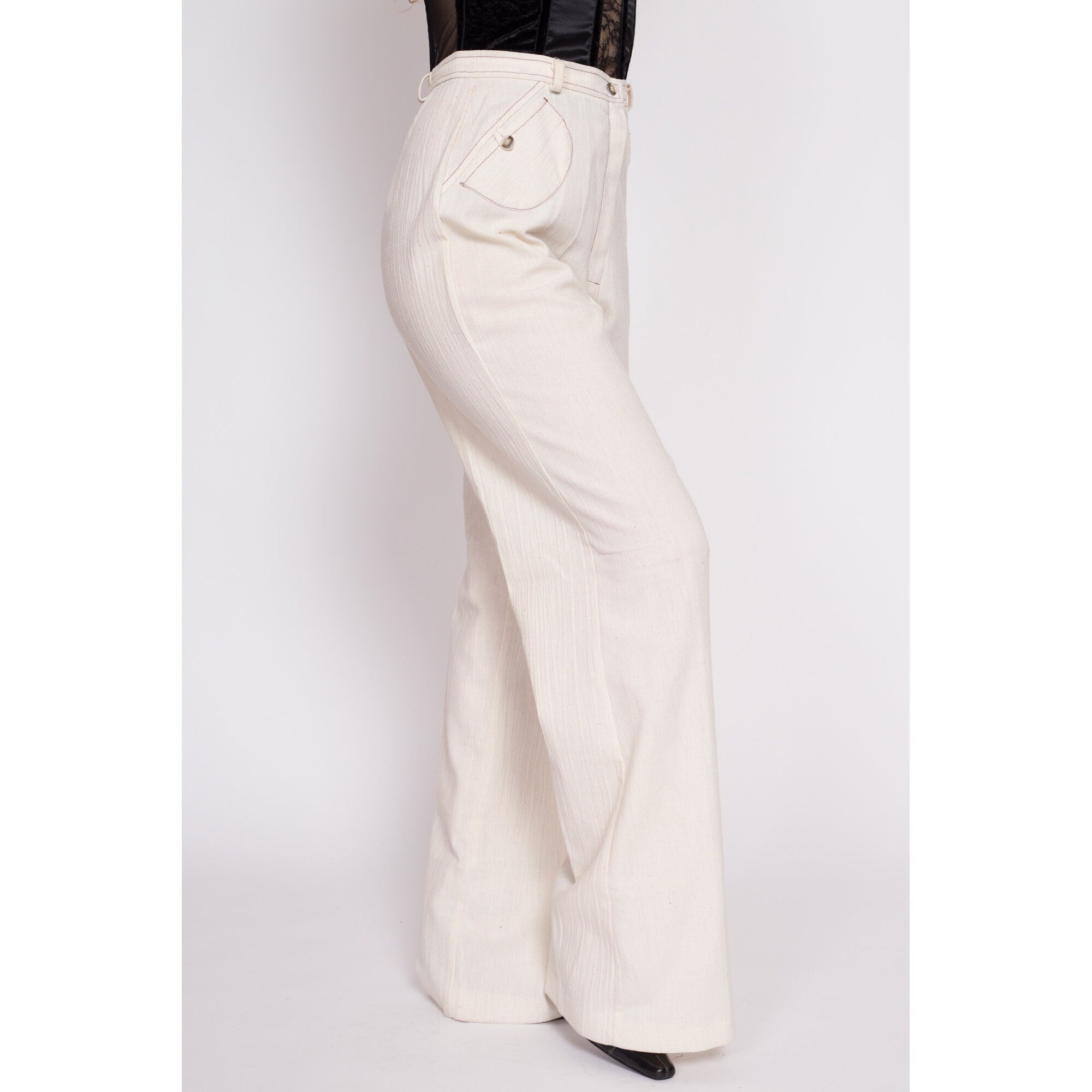 Vintage 1970's Pantasias high waisted V stitched wide leg pants offers true vintage