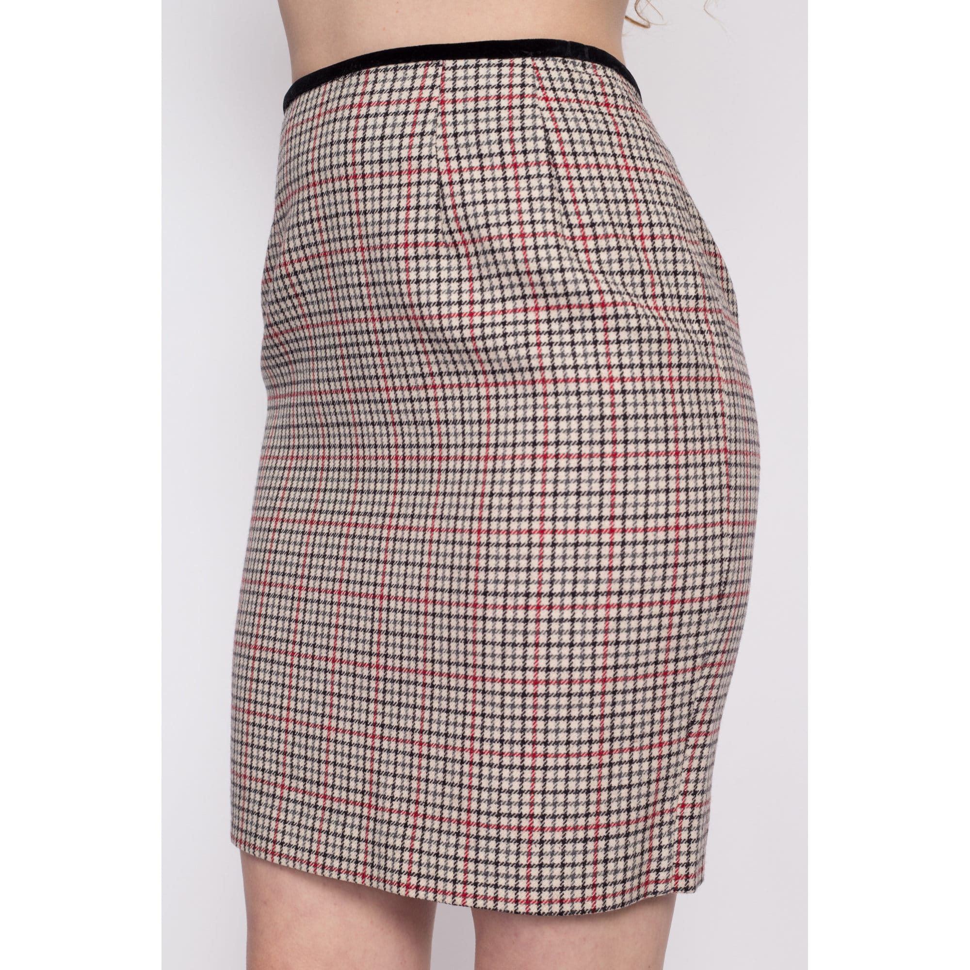 Grey plaid 2024 wool pencil skirt