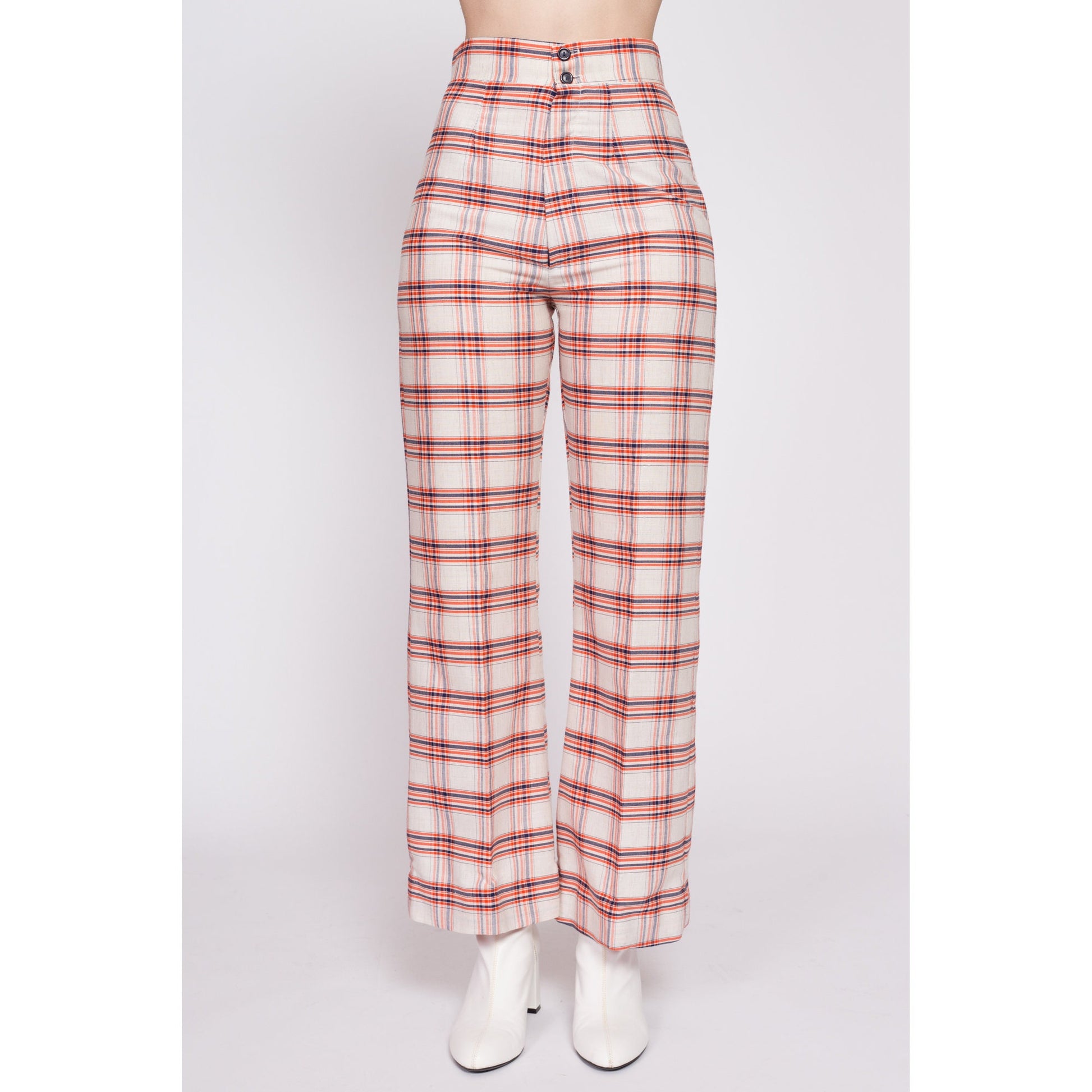 70s Checkered Geometric Print Pants - Small to Medium – Flying Apple Vintage