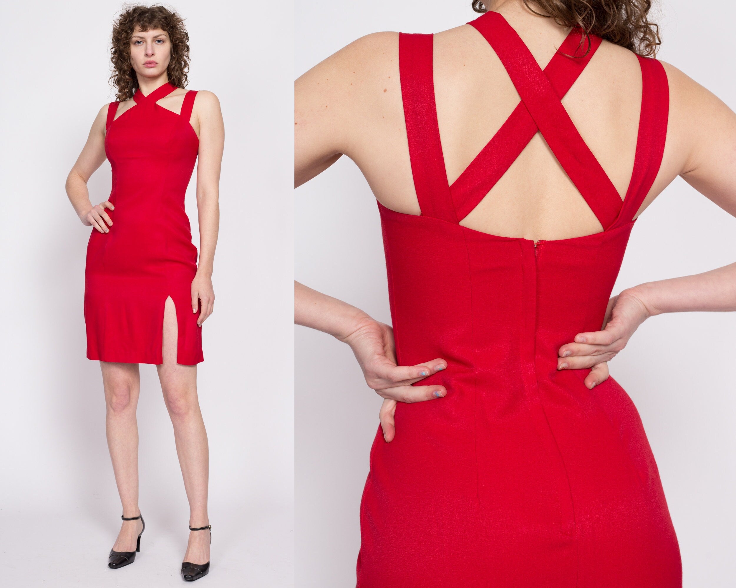 Red Lace Appliques Bodycon Mini Party Dress – Modsele