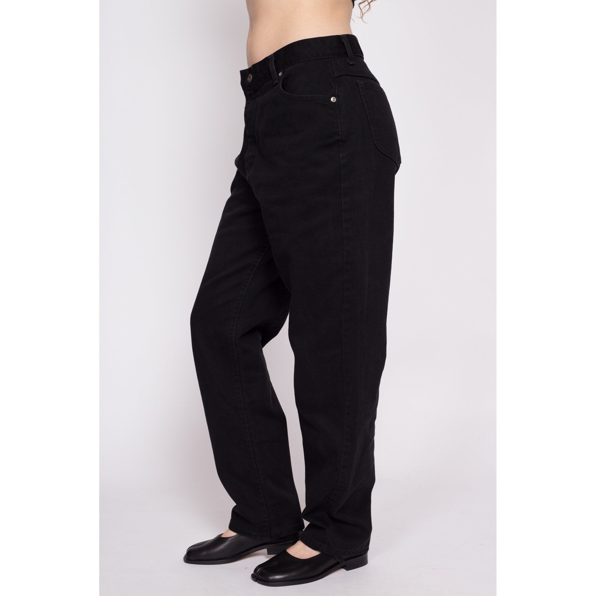 90s Lee Black High Waisted Jeans - Large, 32.5