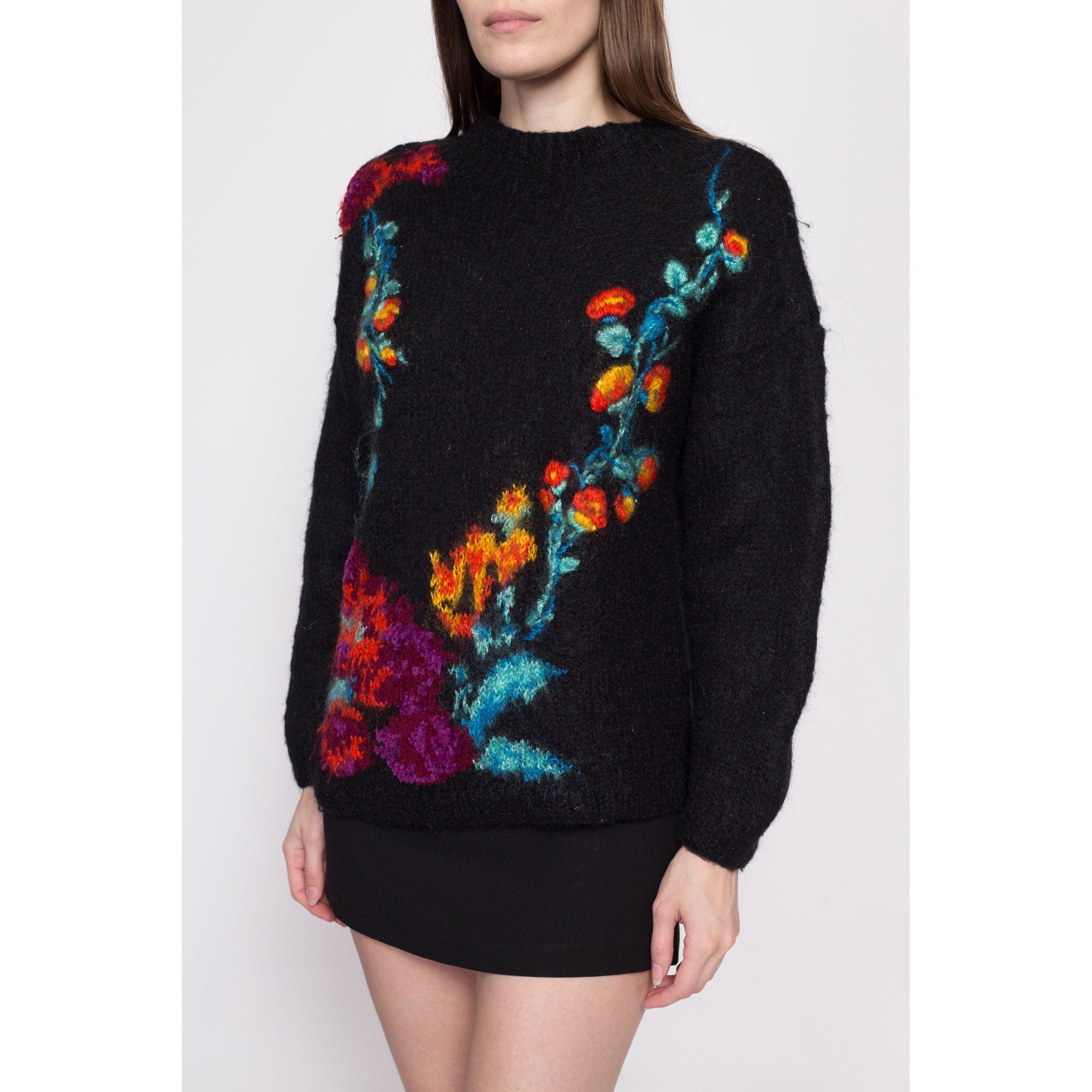 Logo Embroidery Mohair Knit Sweater