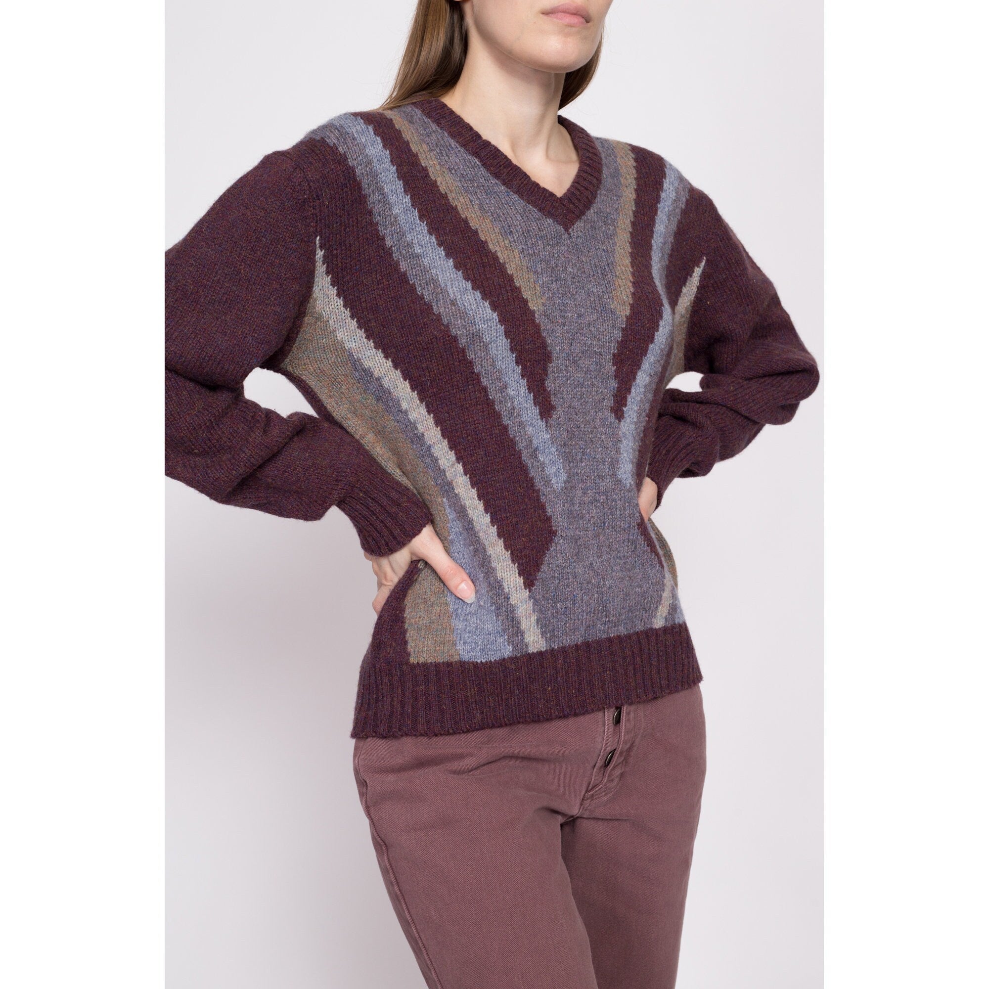 80s v neck sweater best sale