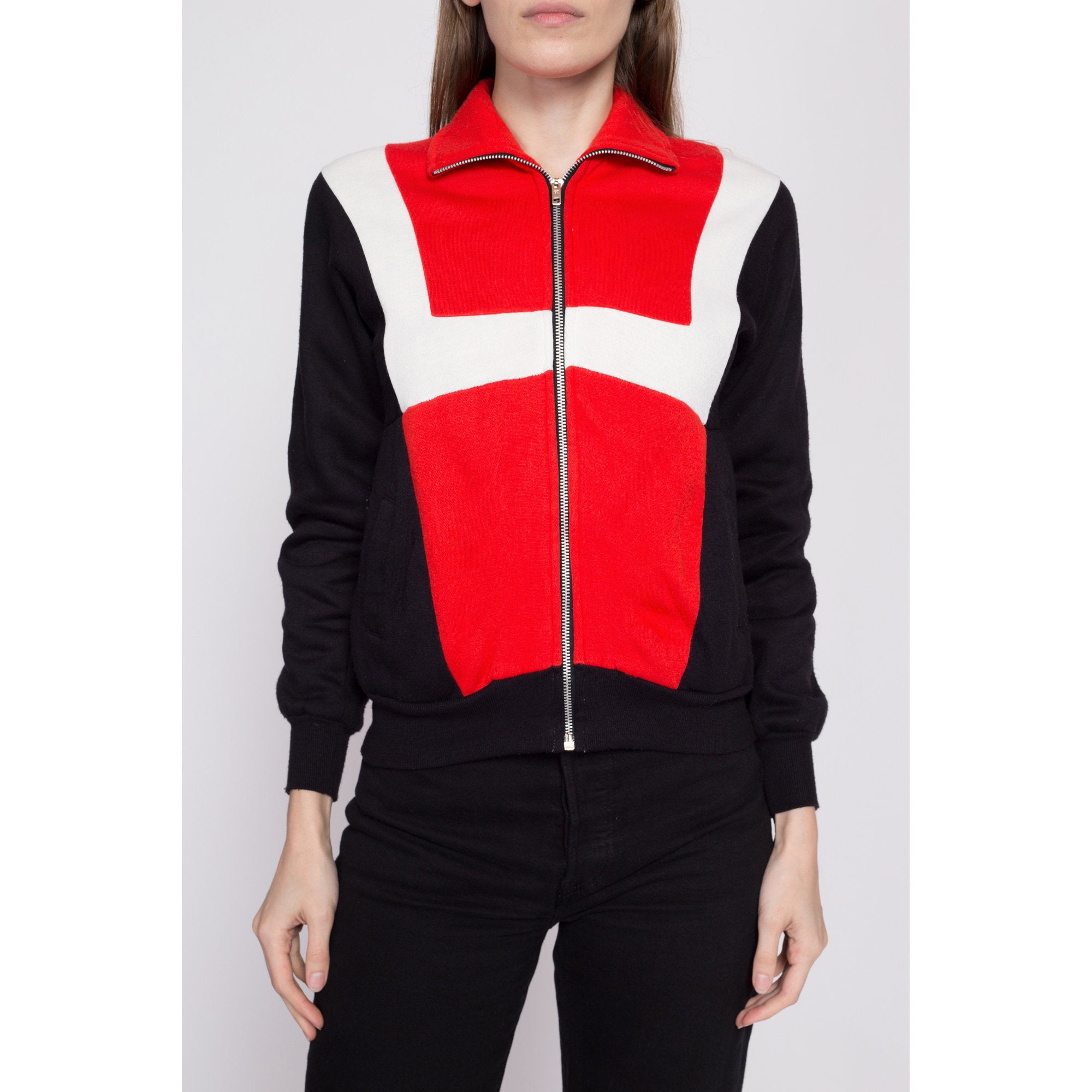 80s Color Block Track Jacket - Extra Small – Flying Apple Vintage