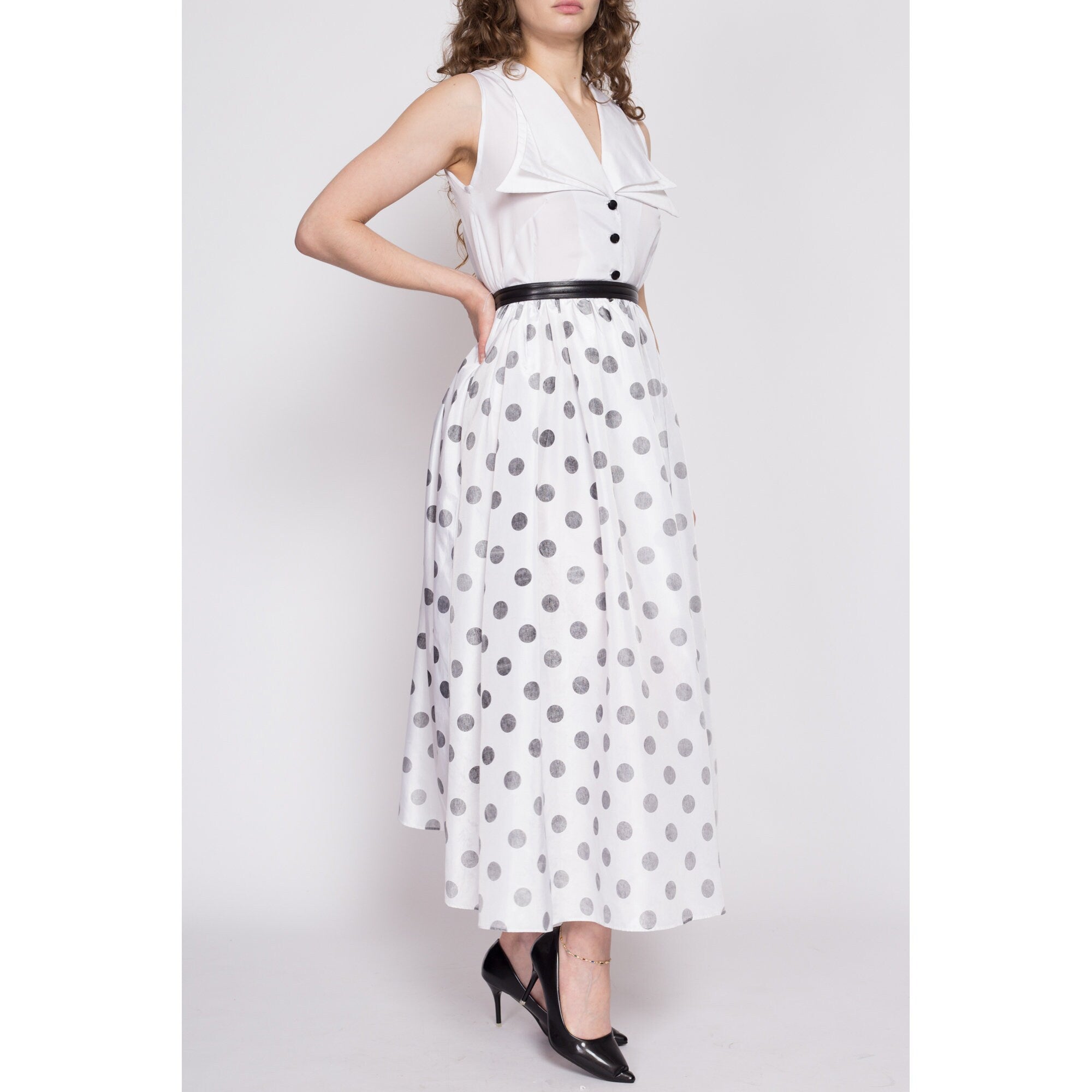 White and black on sale polka dot maxi dress