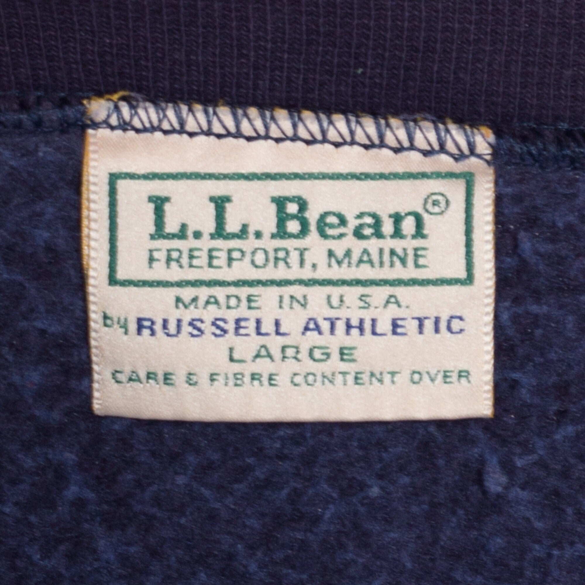 90s L.L. Bean x Russell Athletic Navy Blue V Stitch Sweatshirt