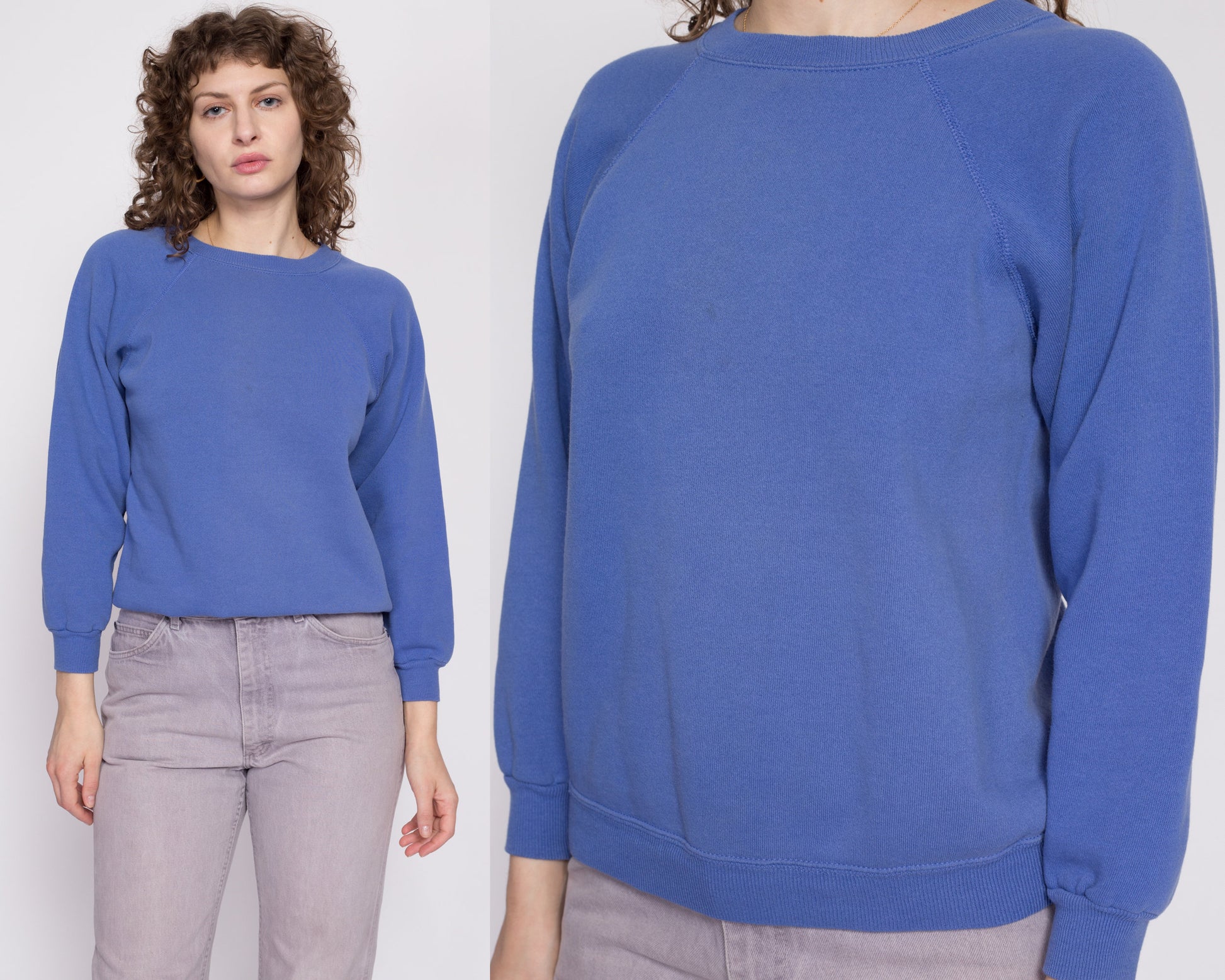 90s Periwinkle Raglan Sleeve Sweatshirt - Medium