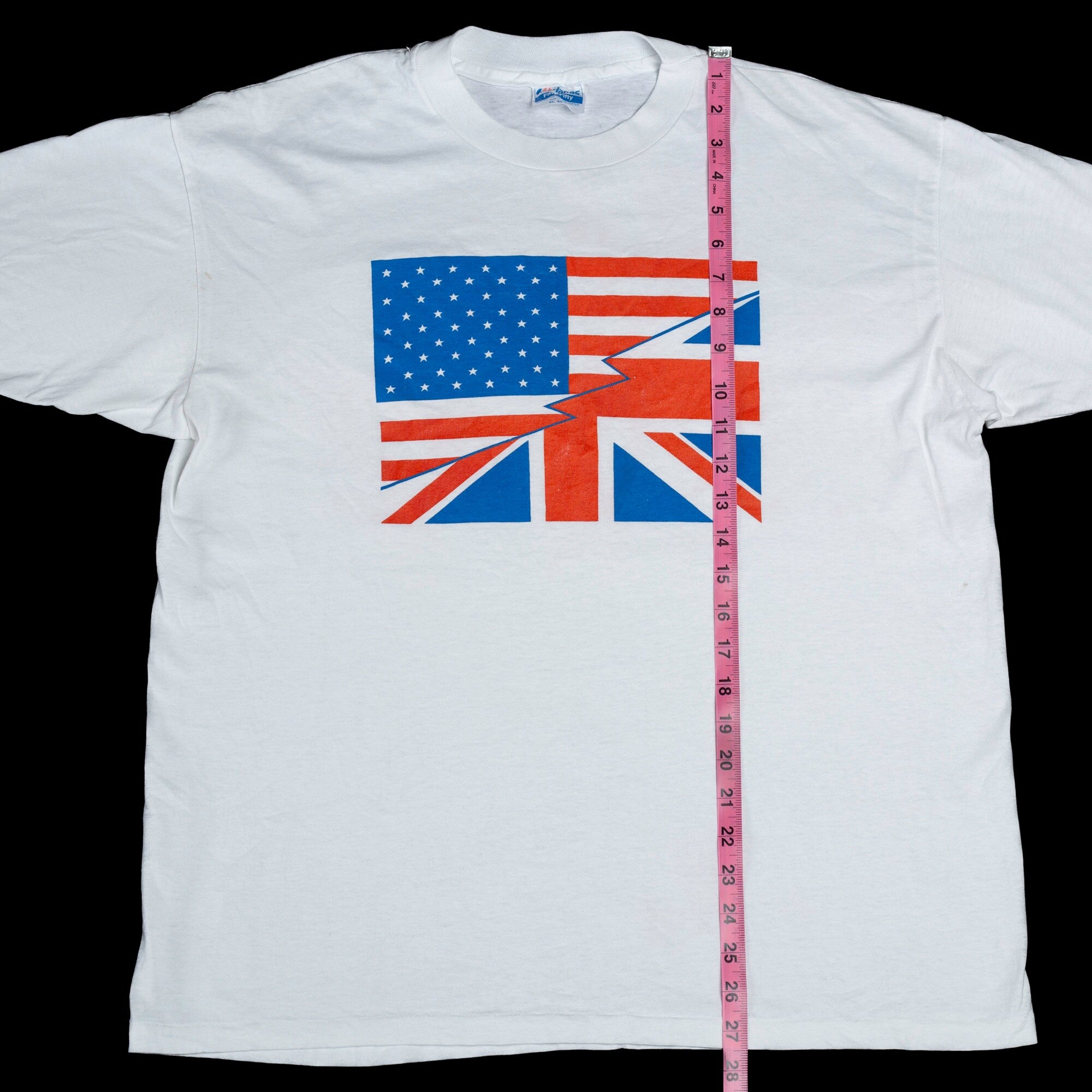 90s American Flag Union Jack T Shirt - Men's Large, Women's XL