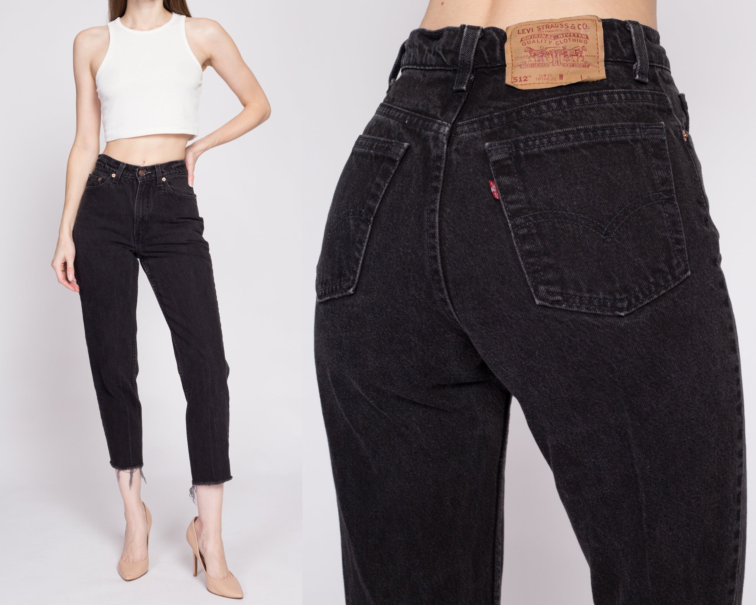 Vintage Levis 512 Black High Waisted Jeans - Extra Small – Flying ...