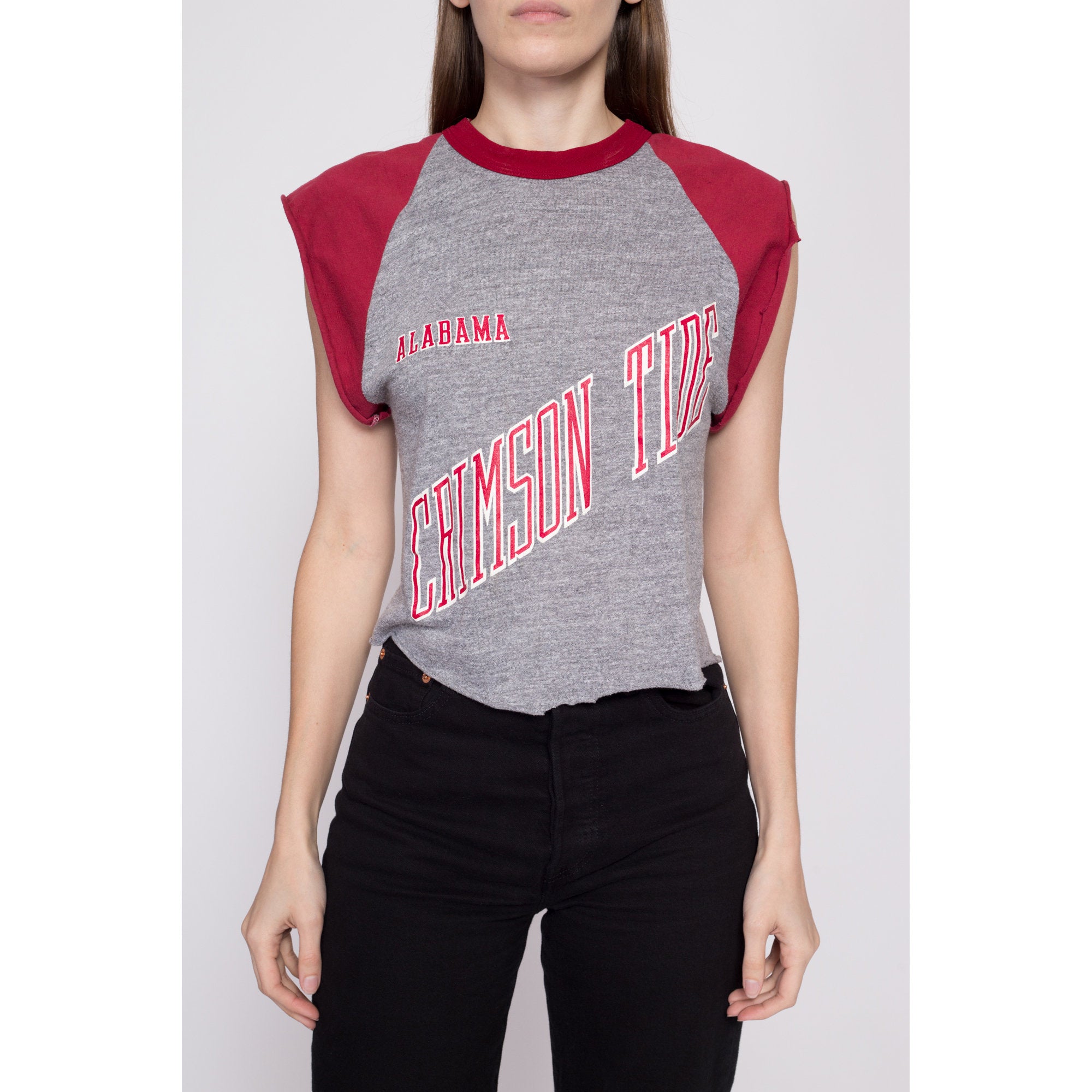 80s University Of Alabama Crimson Tide Cropped T Shirt - Medium