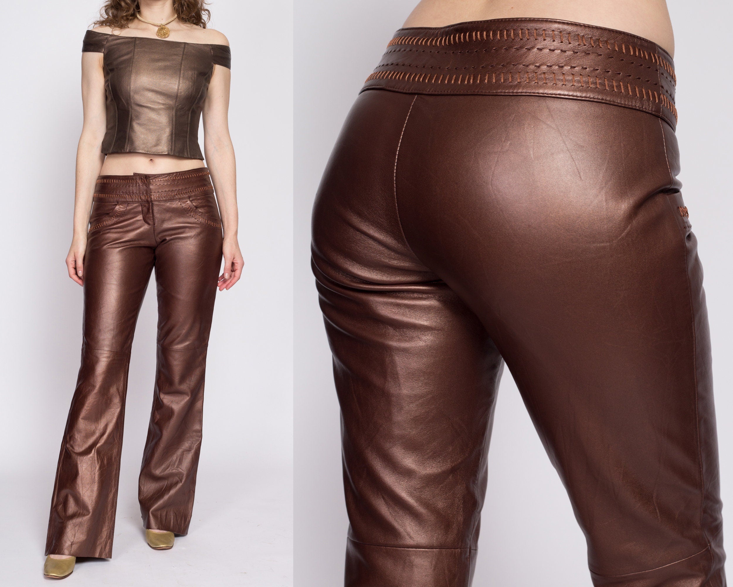 Mid-rise leather flared pants in black - Tom Ford