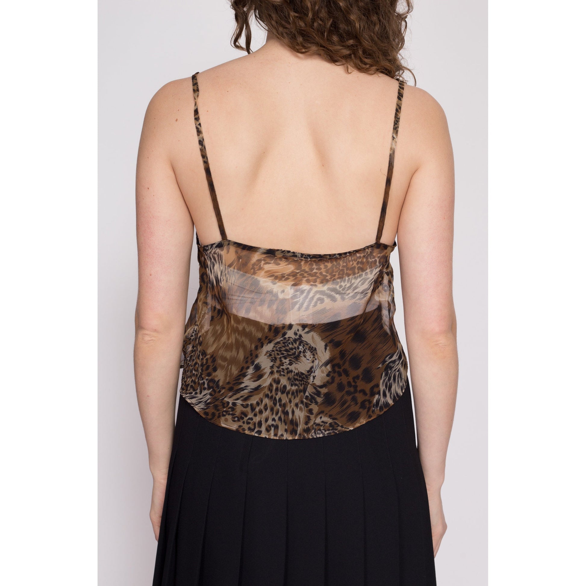 Vintage Sheer Lace Trim Camisole - Small