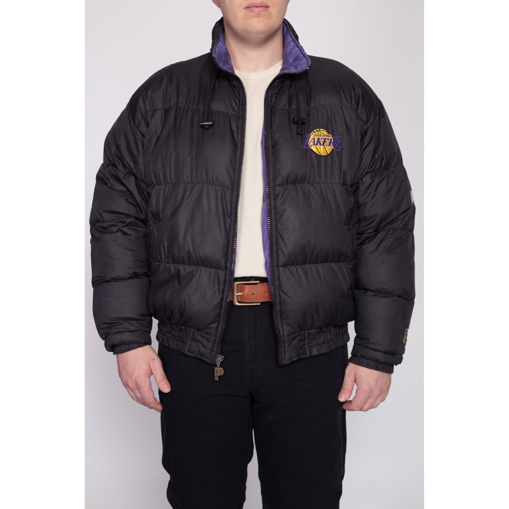 90s LA Lakers Pro Player Down Feather Puffer Jacket - Men's XL