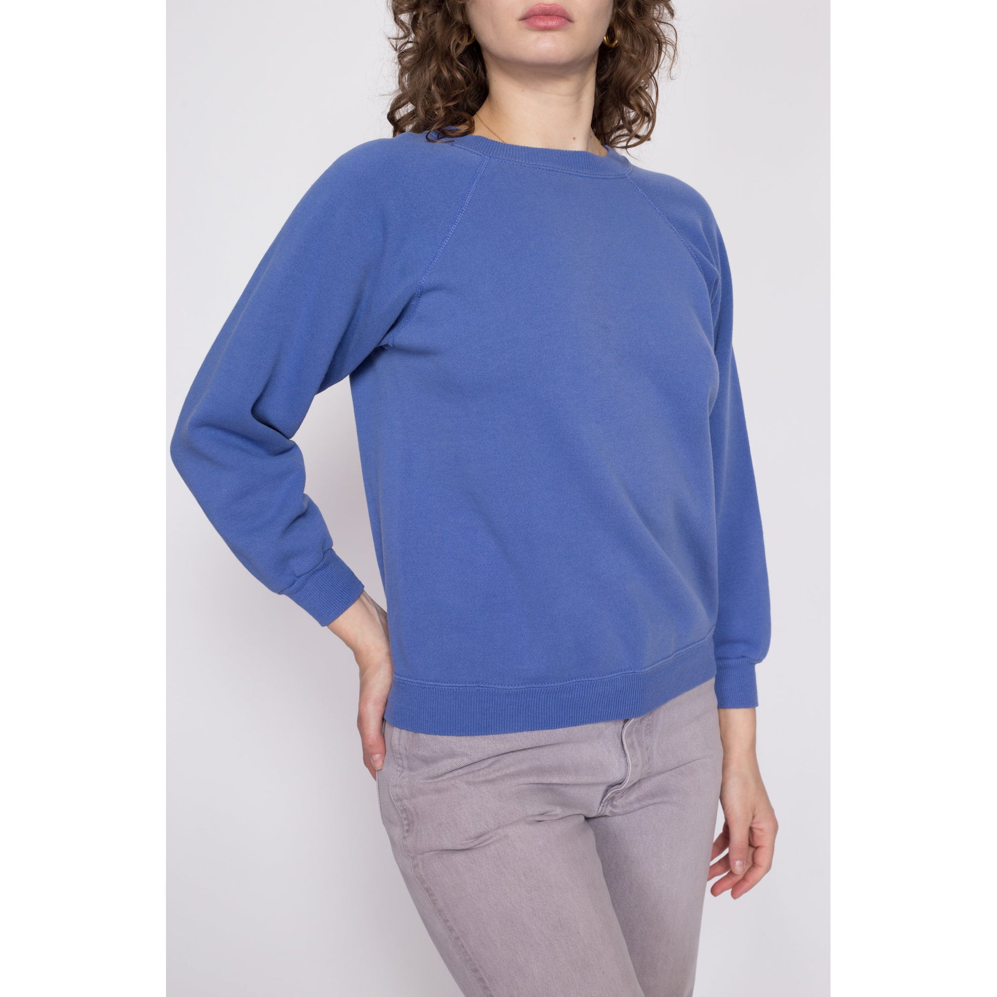 90s Periwinkle Raglan Sleeve Sweatshirt - Medium – Flying Apple Vintage