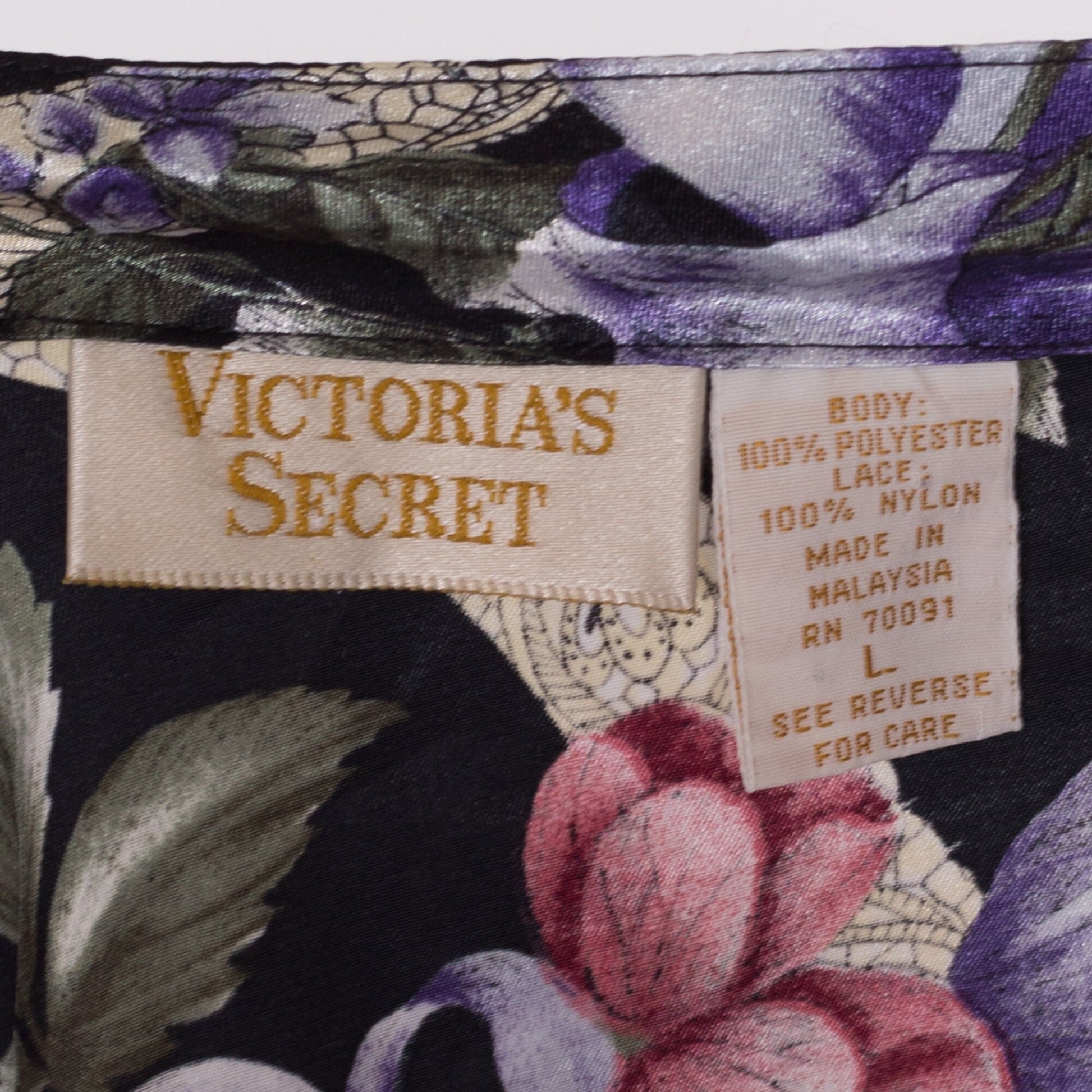 90s Victoria's Secret Black Floral & Lace Slip Dress - Large – Flying Apple  Vintage