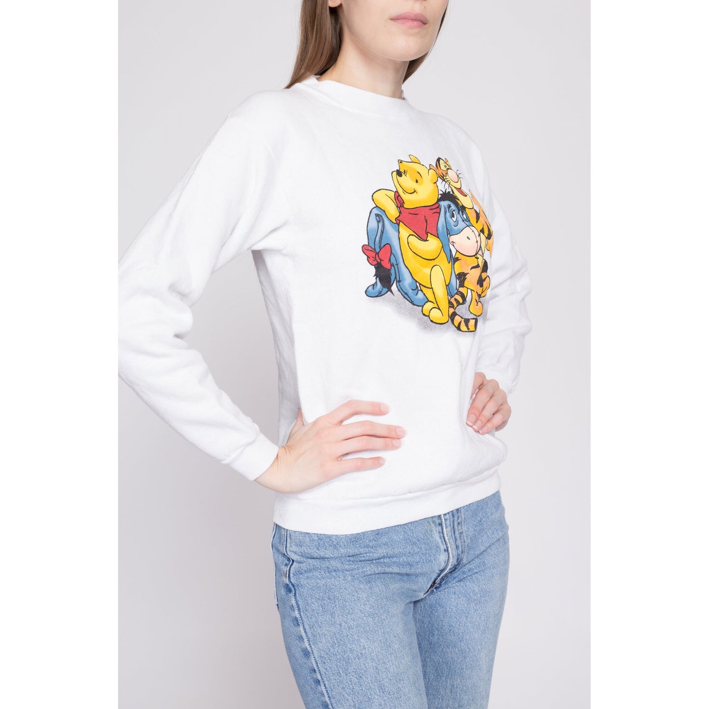 90s Winnie The Pooh & Friends Sweatshirt - Extra Small | Vintage White Disney Jerry Leigh Cartoon Graphic Crewneck