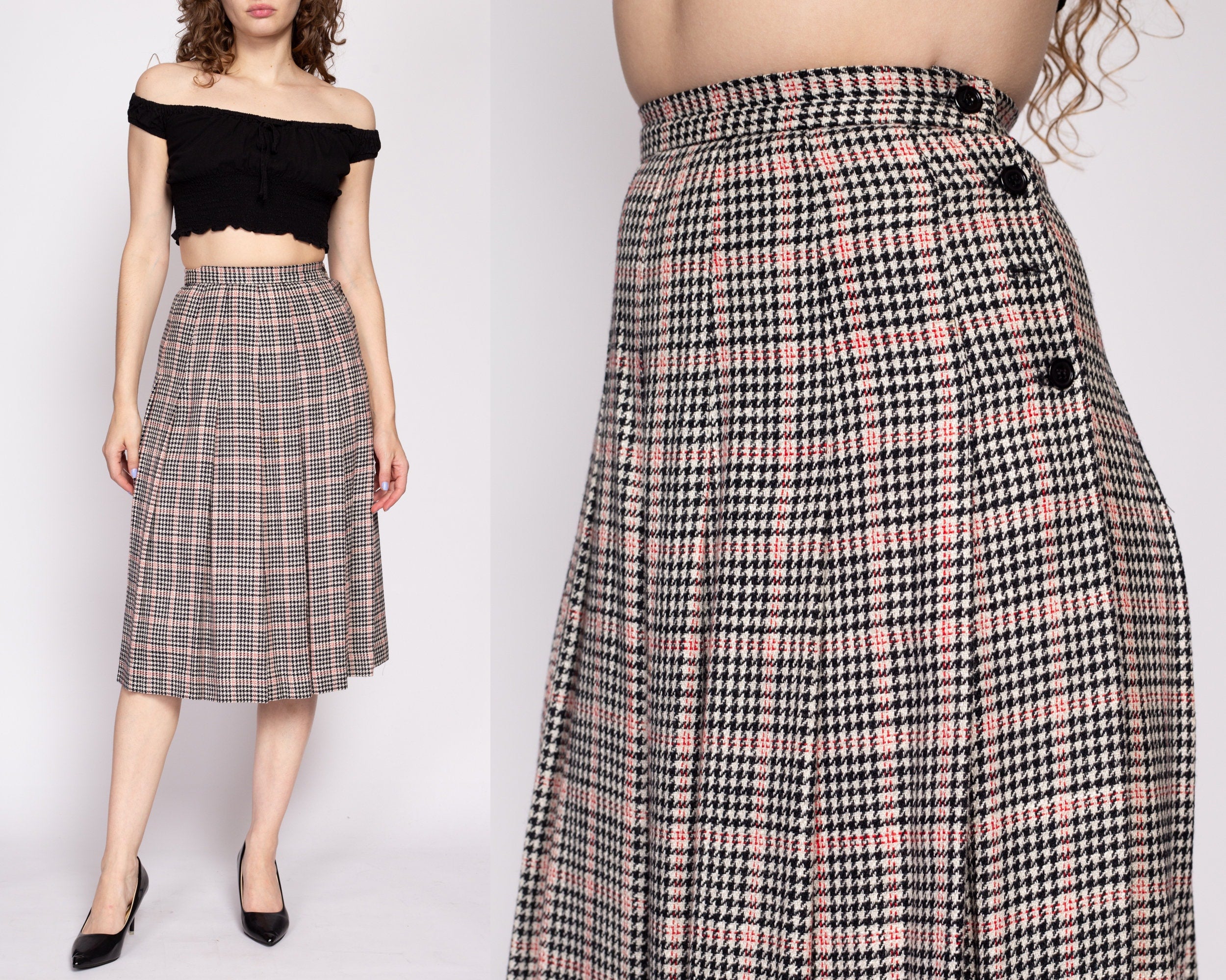 80s pleated shop midi skirt