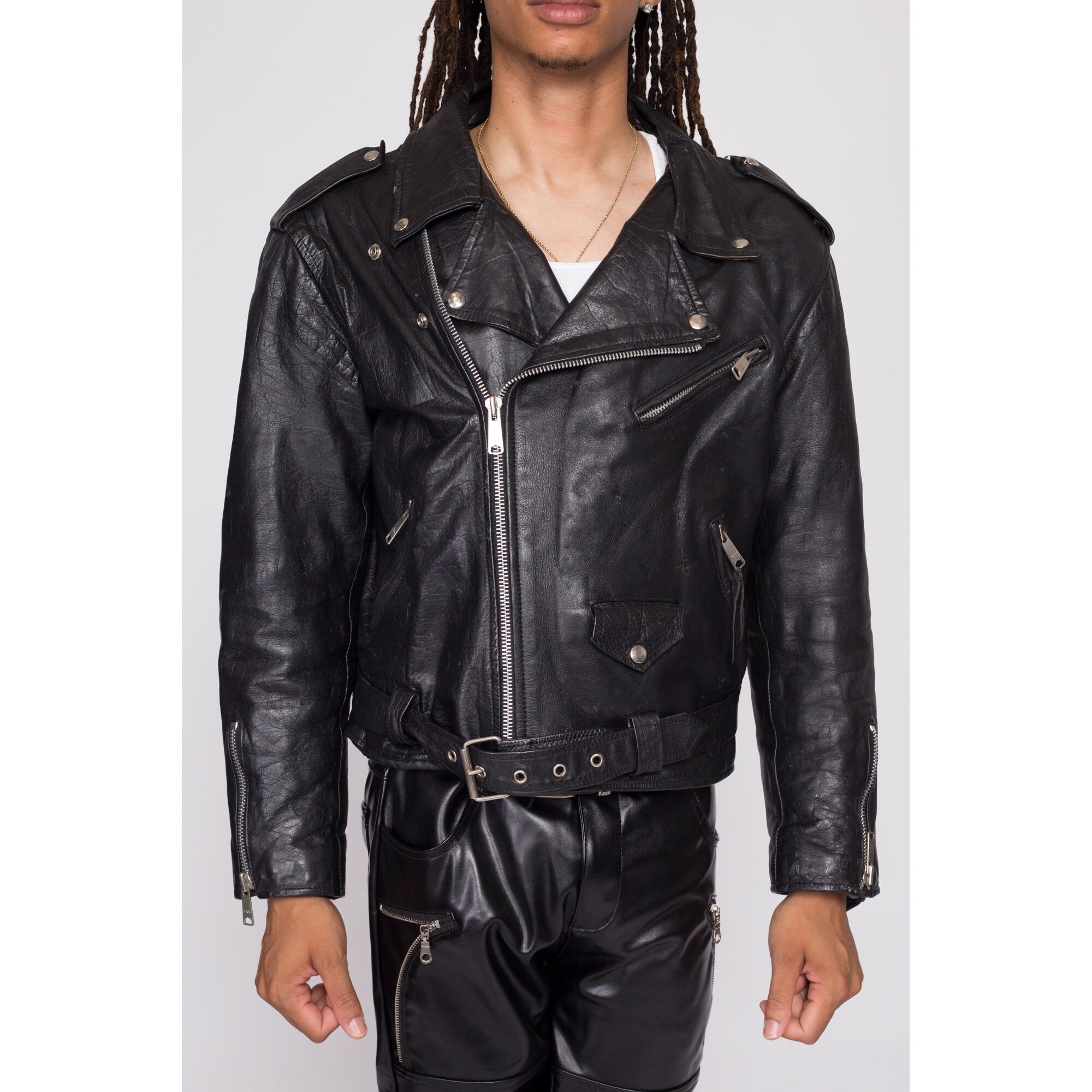 80s Harley Davidson Leather Motorcycle Jacket - Men's Large, Size 44