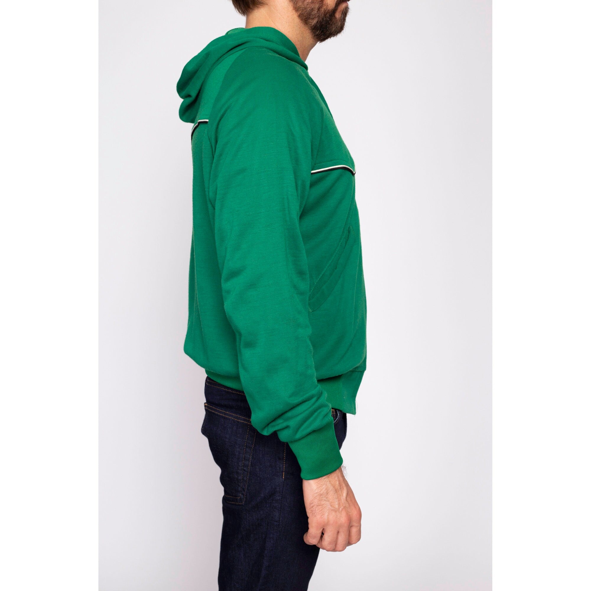 70s 80s Kelly Green Hoodie Men s Medium Flying Apple Vintage