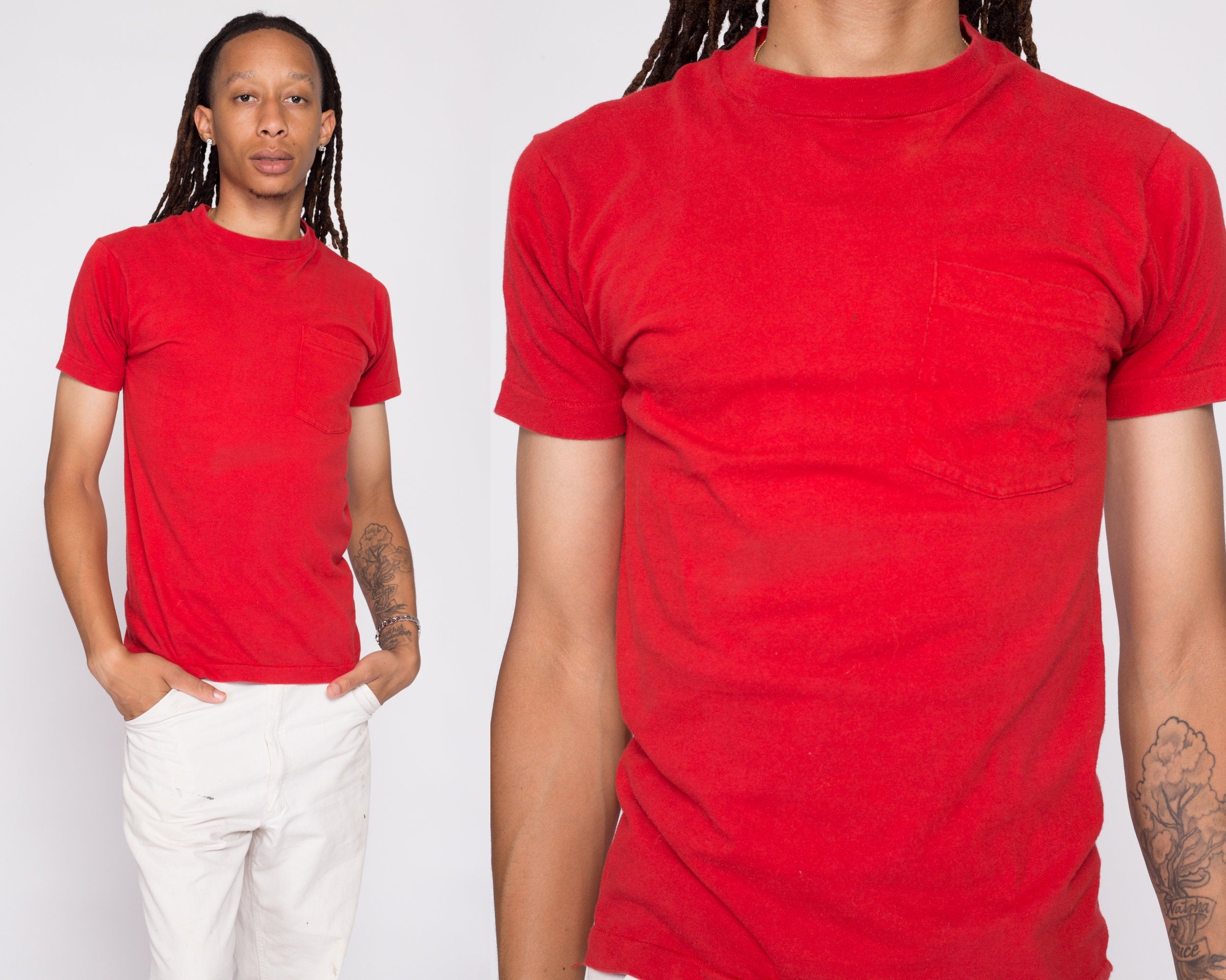 Red pocket t store shirt