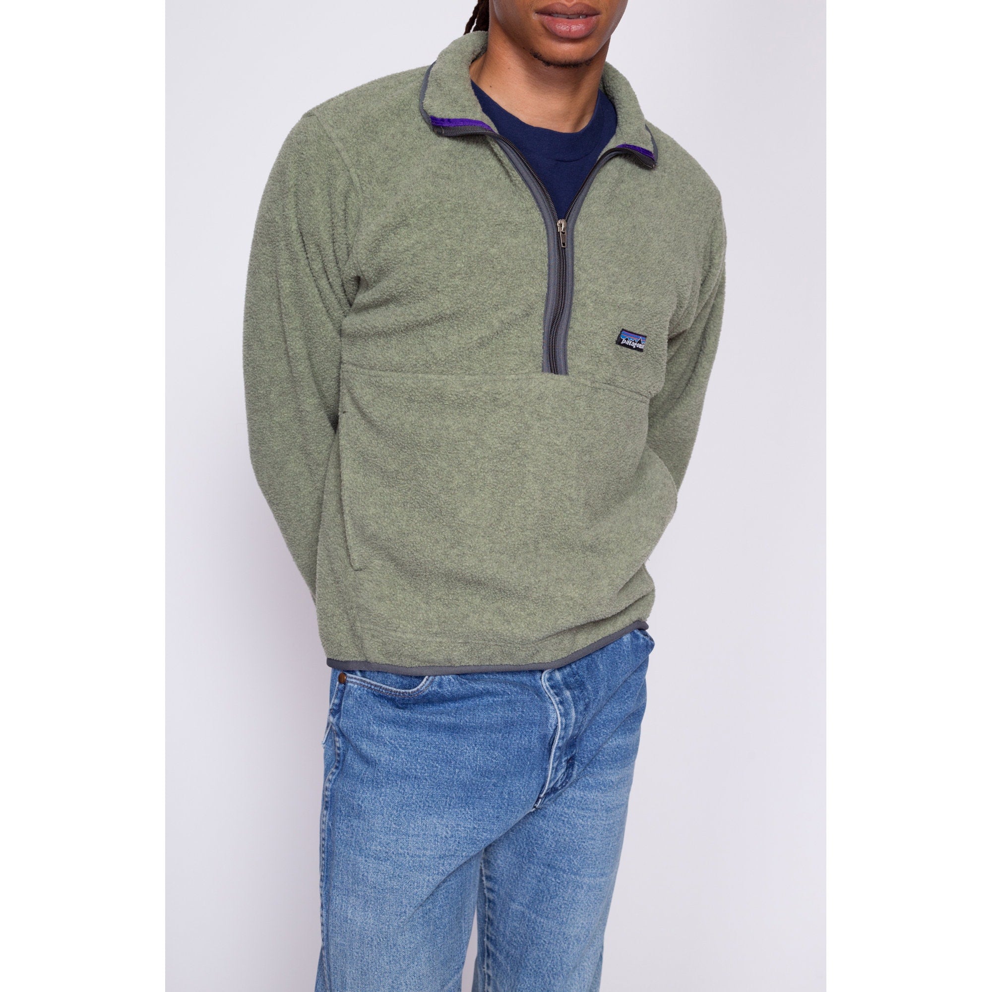 Vintage Patagonia Sage Green Synchilla Fleece Half Zip Sweatshirt - Me –  Flying Apple Vintage