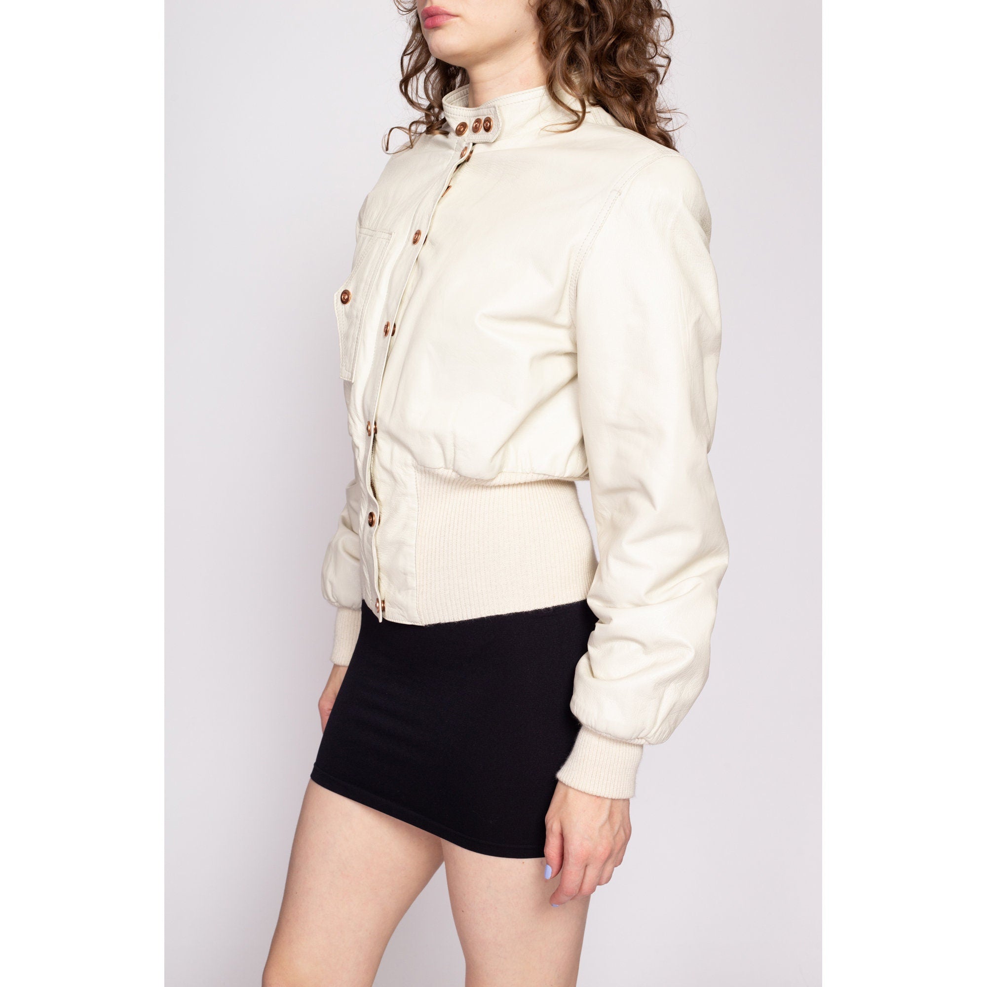 White cropped hot sale moto jacket