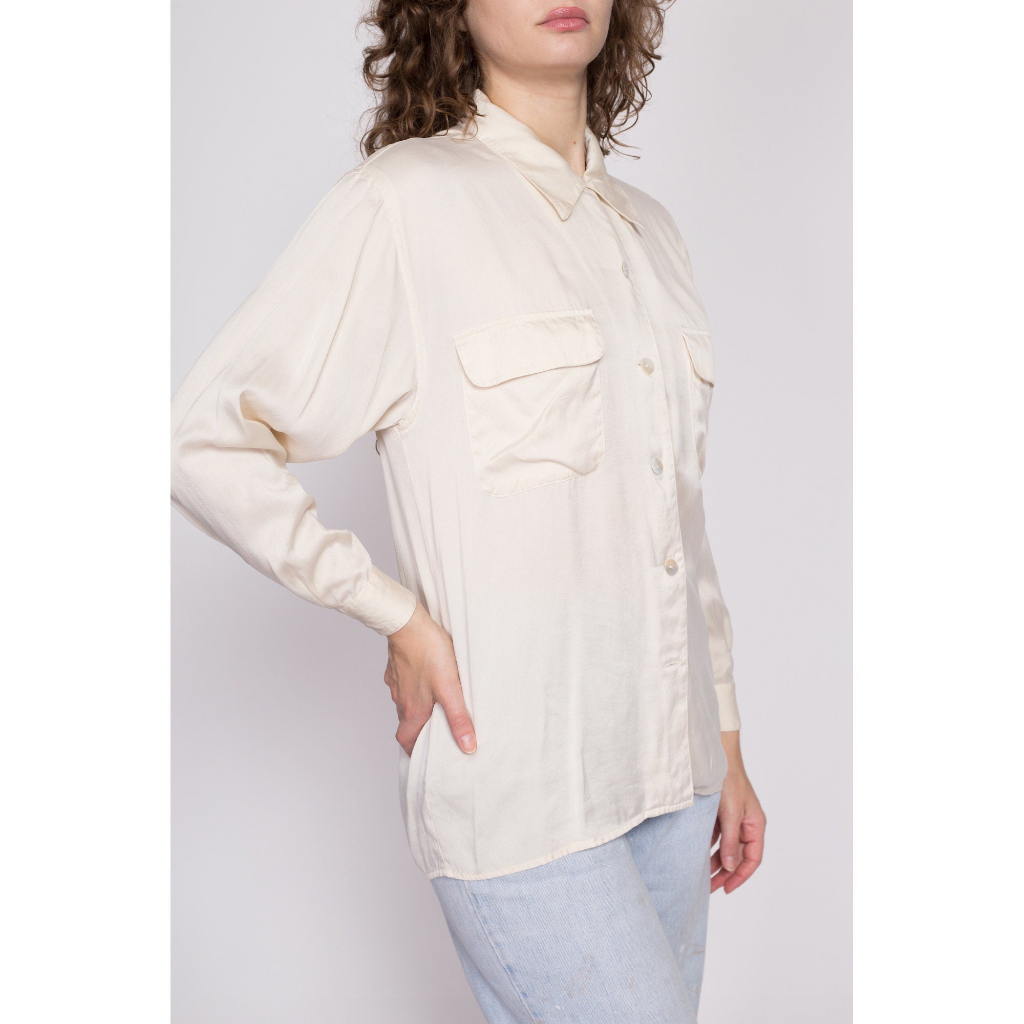 Ivory best sale silk blouse