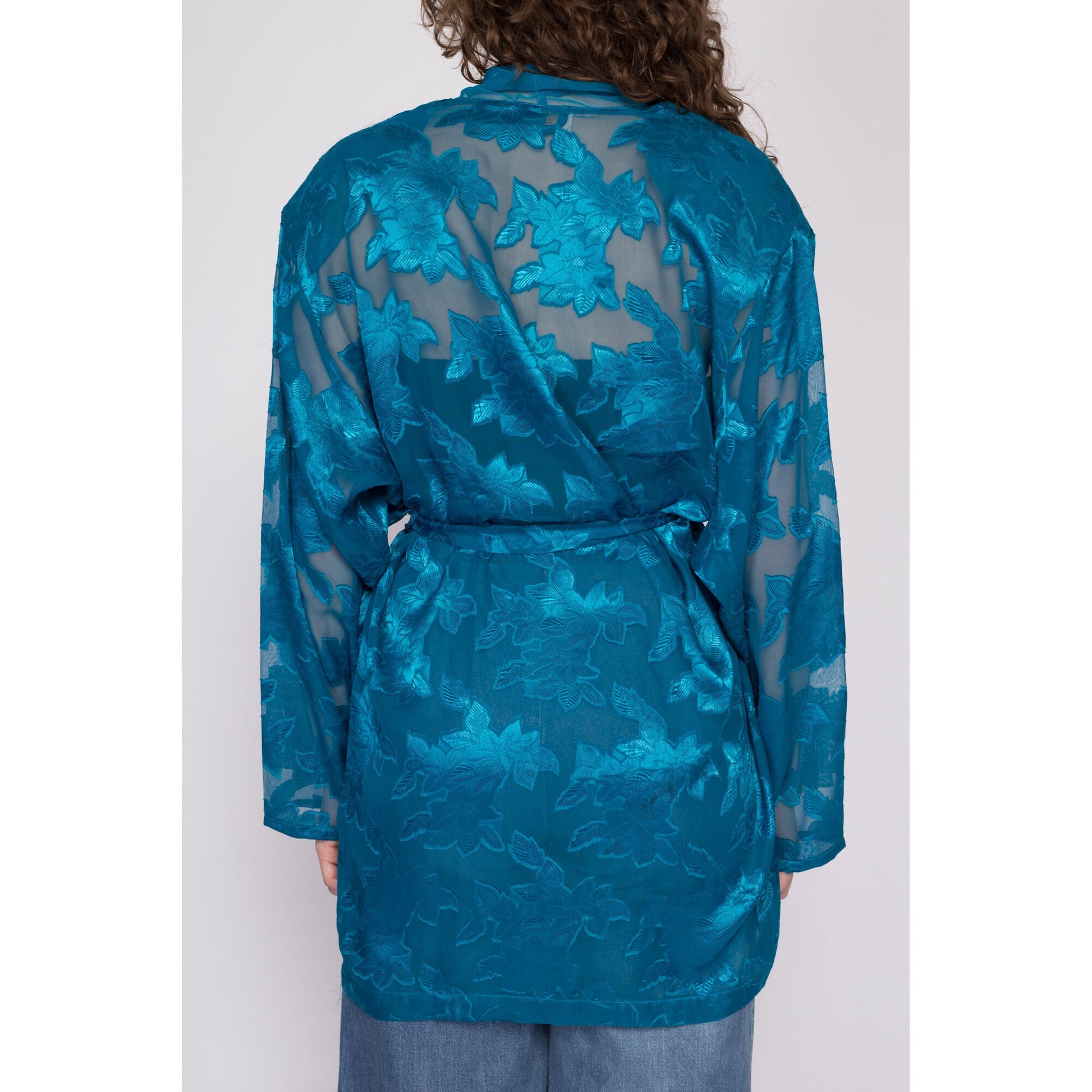 90s Victoria's Secret Sheer Blue Jacquard Robe - Large – Flying Apple  Vintage