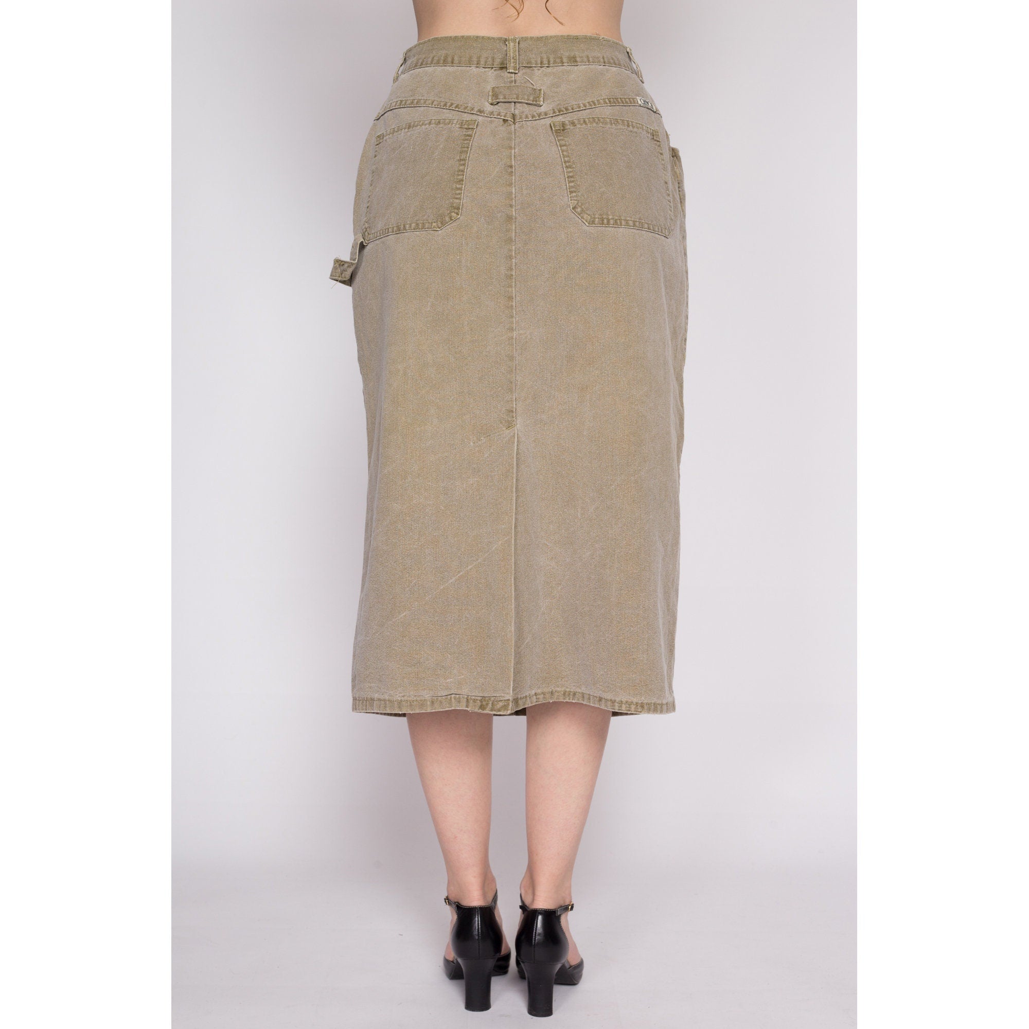 Khaki pencil shop skirt 90s