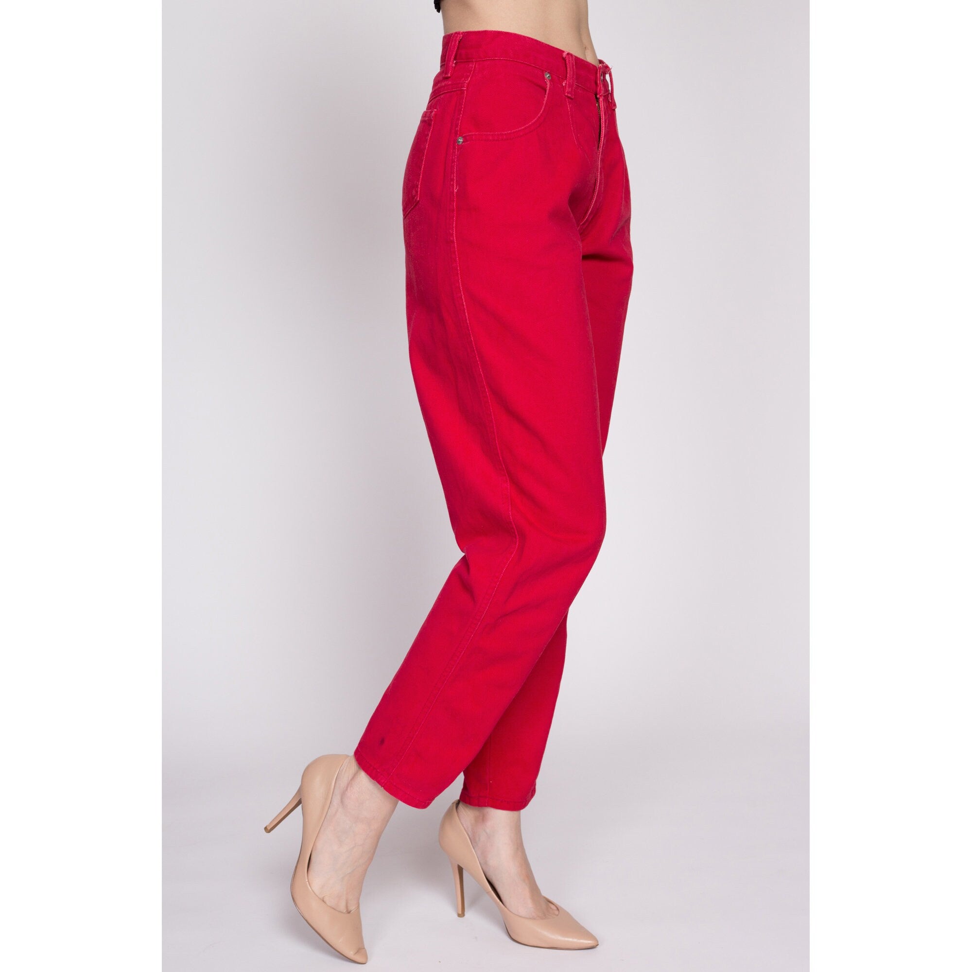 Red high fashion waisted jeggings